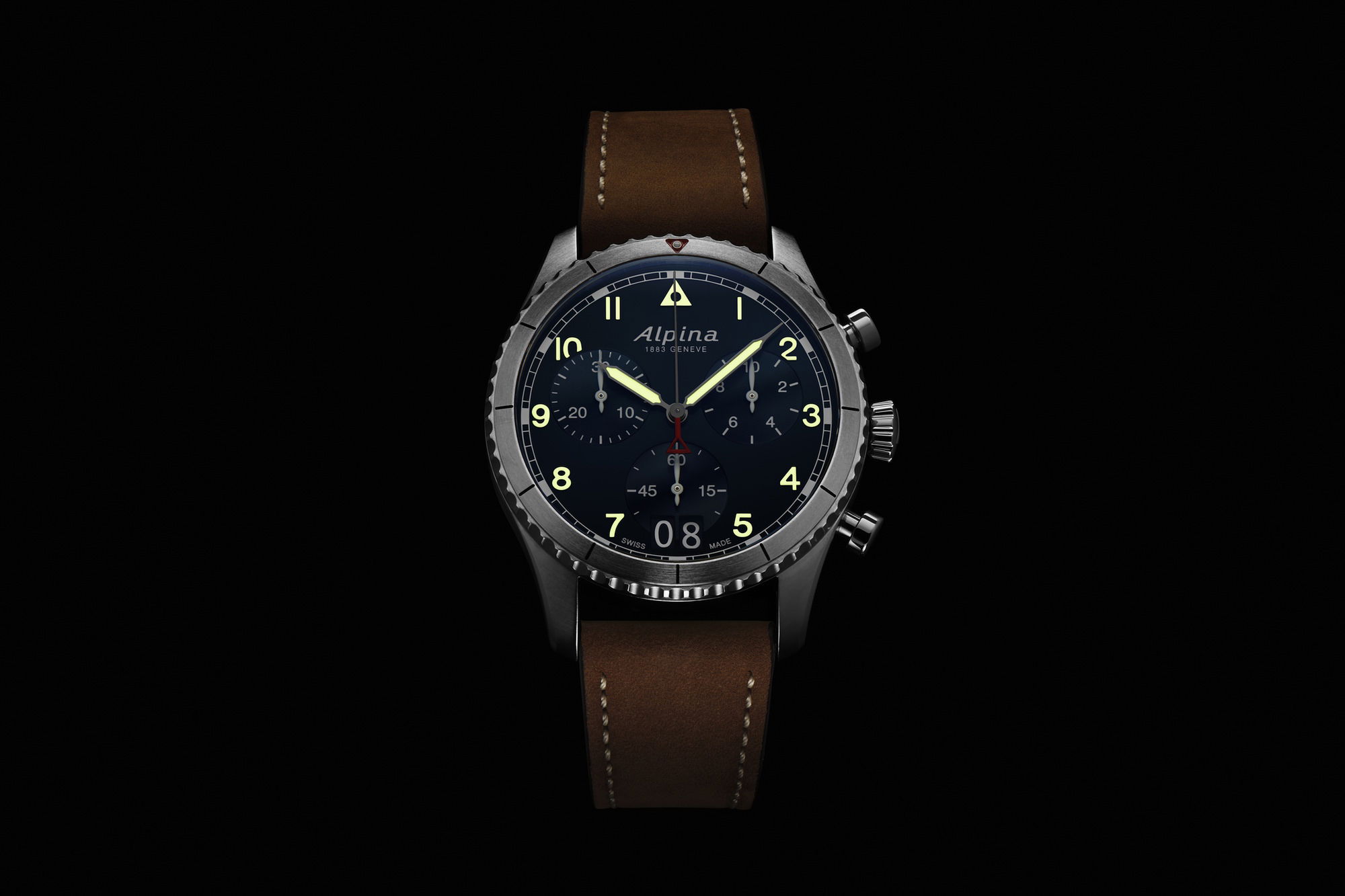 Alpina Startimer Pilot Quartz Chronograph Big Date Petroleum Blue - View 3