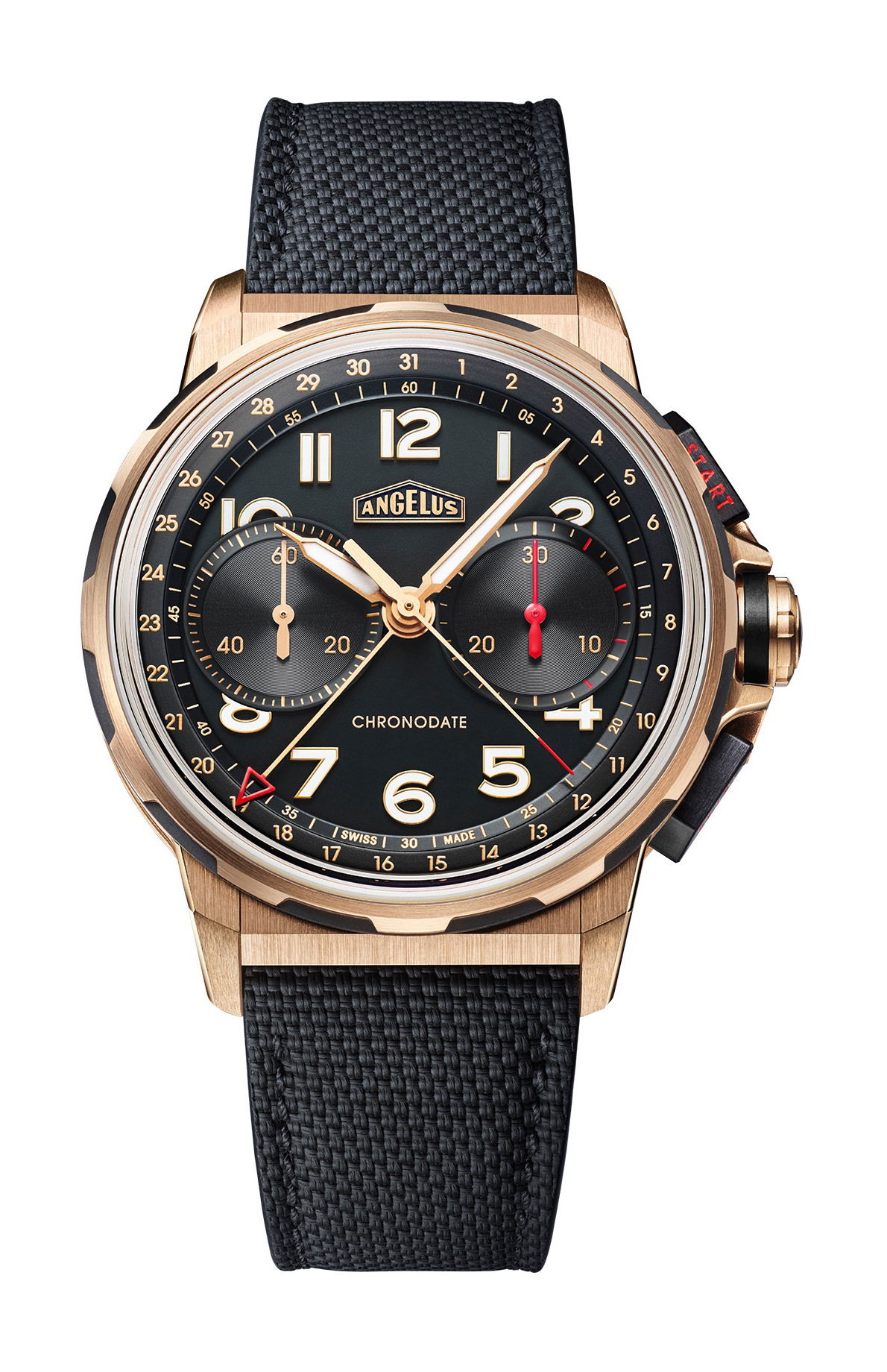 Angelus Chronodate Gold Black watch