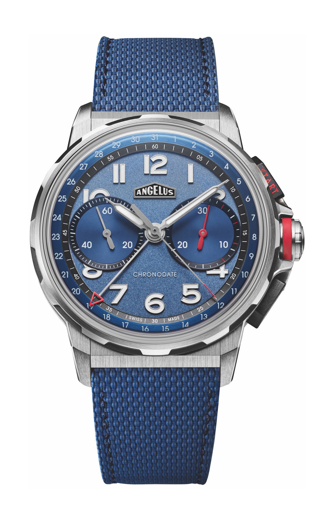Angelus Chronodate Titanium Blue watch