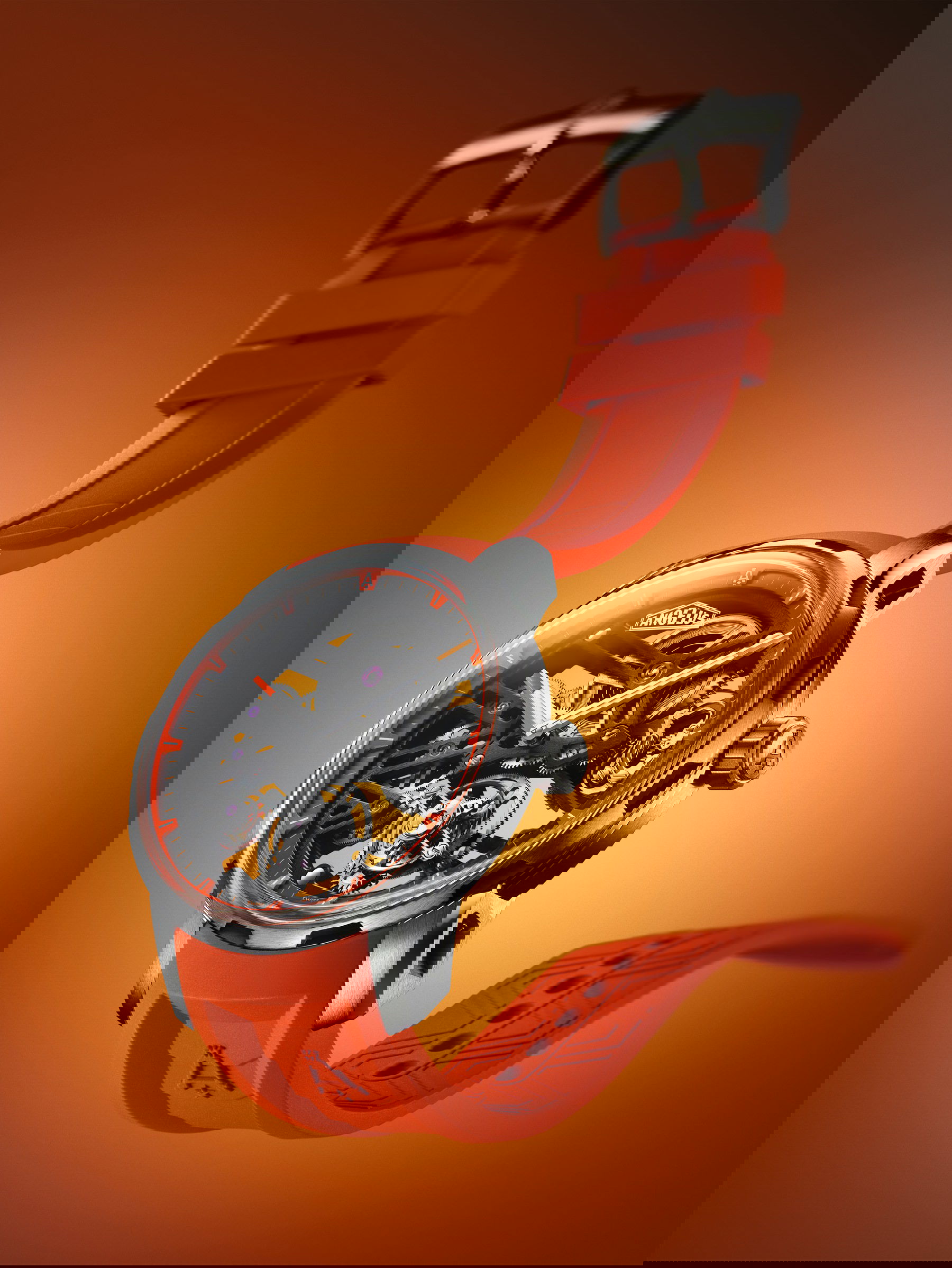 Angelus U41 Orange Vibrant Structure Tourbillon Skeleton - View 3