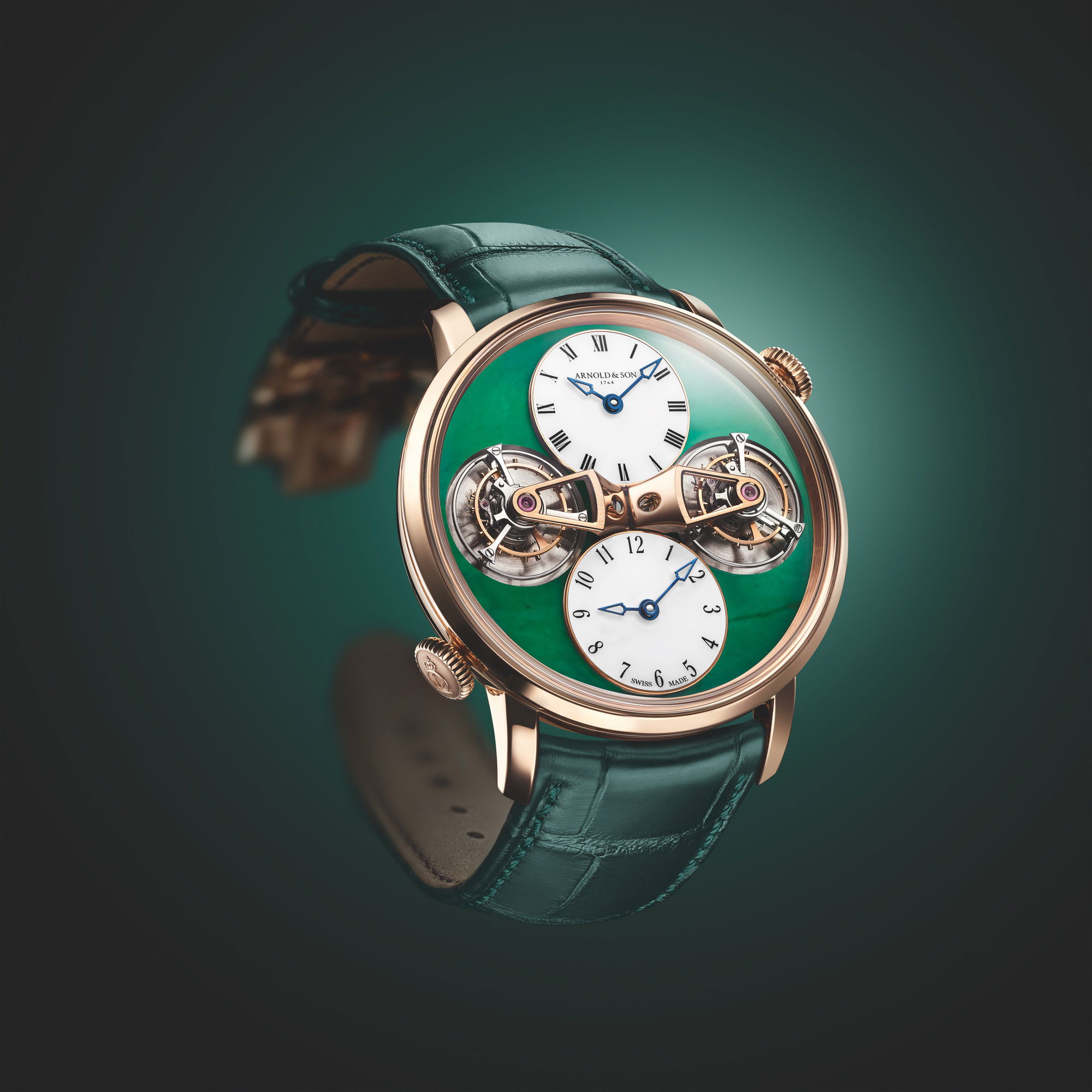 Arnold & Son Double Tourbillon Jade Red Gold - View 2