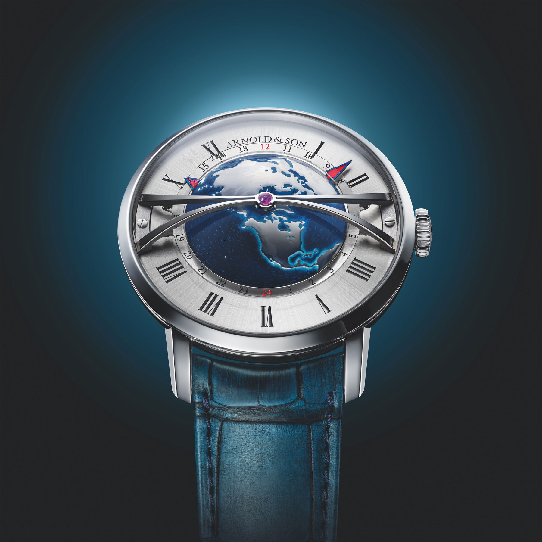 Arnold & Son Globetrotter Steel Opaline - View 2