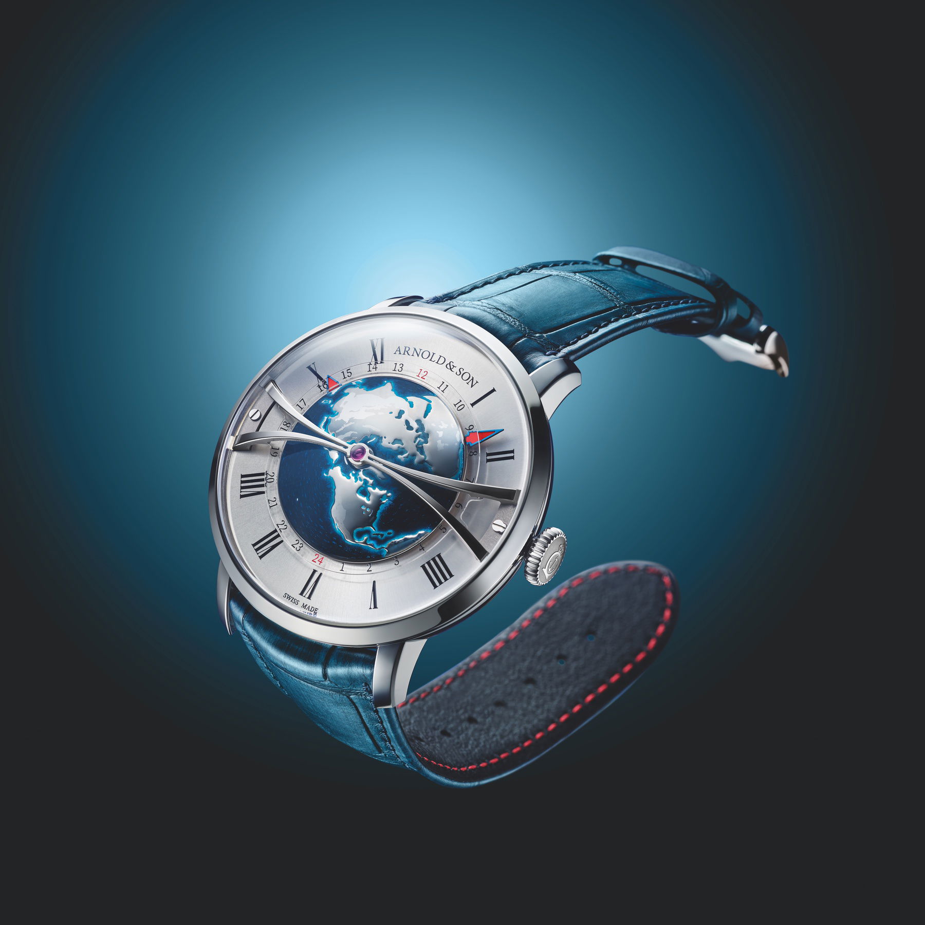 Arnold & Son Globetrotter Steel Opaline - View 3