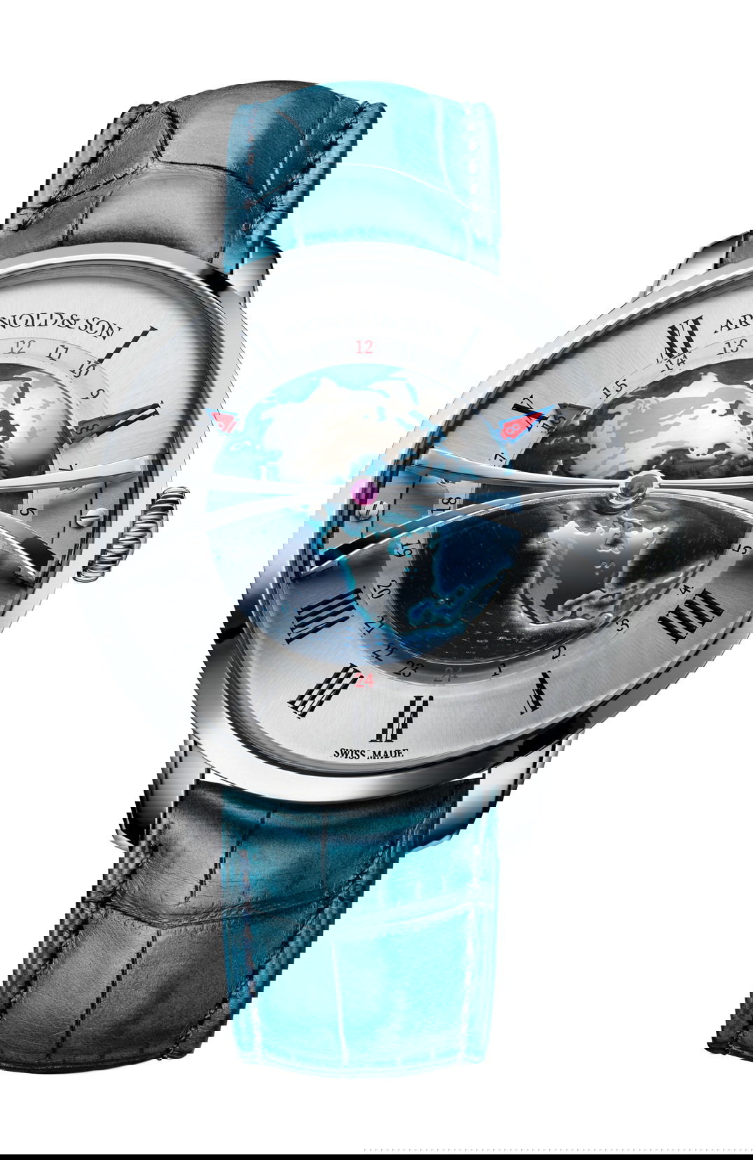 Arnold & Son Globetrotter Steel Opaline watch