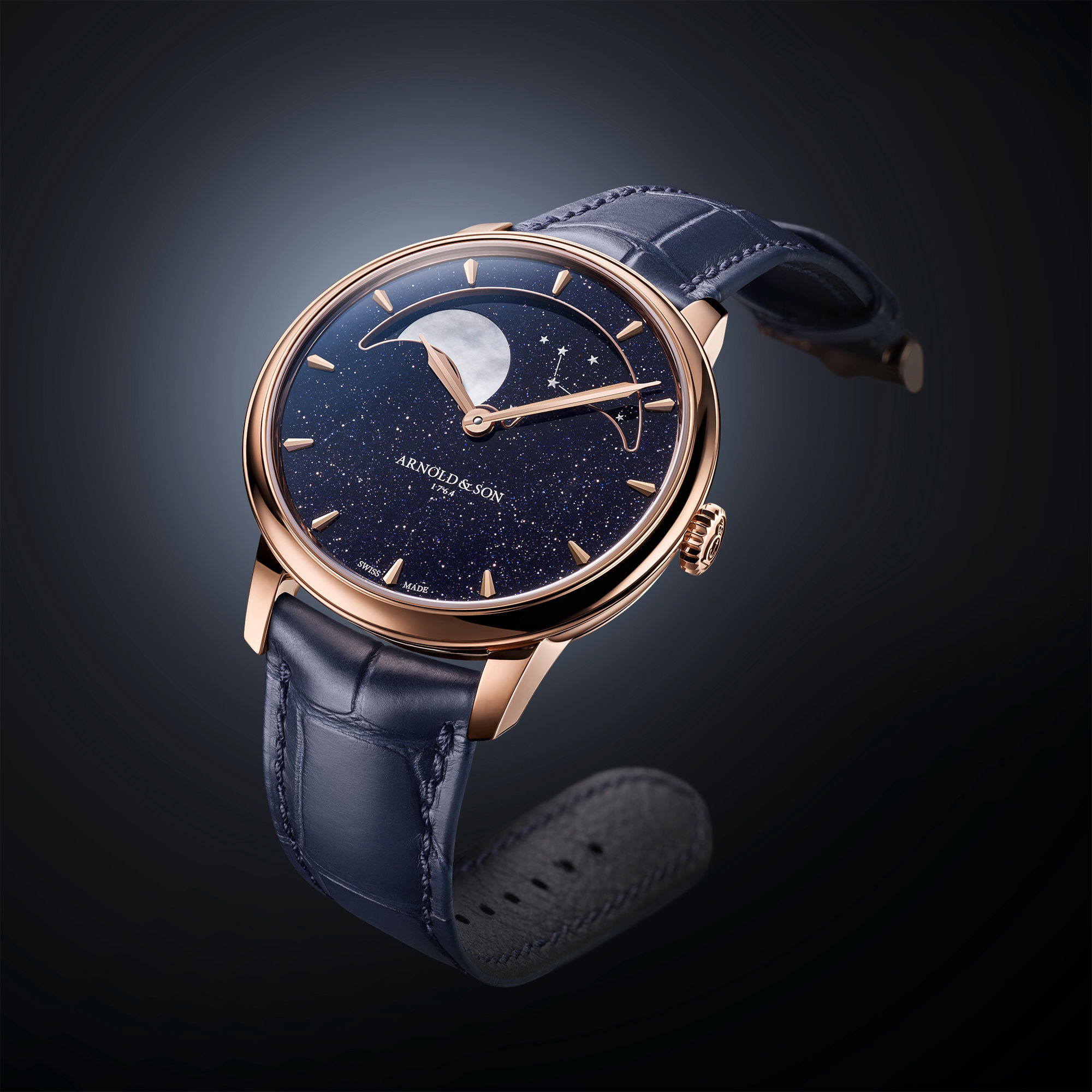 Arnold & Son Perpetual Moon 38 Red Gold Blue Aventurine - View 2