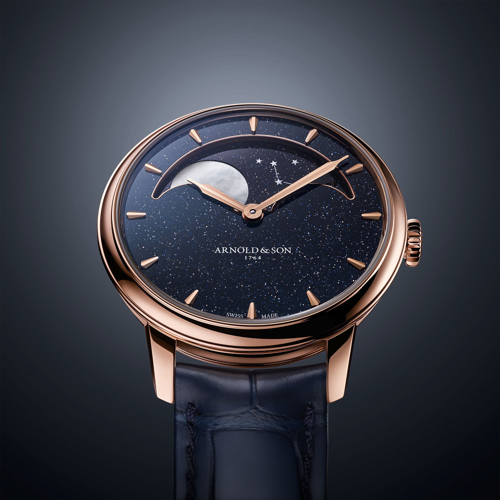 Arnold & Son Perpetual Moon 38 Red Gold Blue Aventurine - View 3