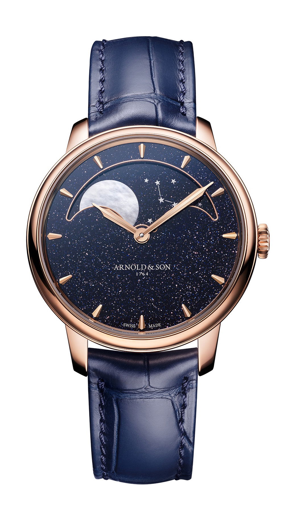 Arnold & Son Perpetual Moon 38 Red Gold Blue Aventurine watch