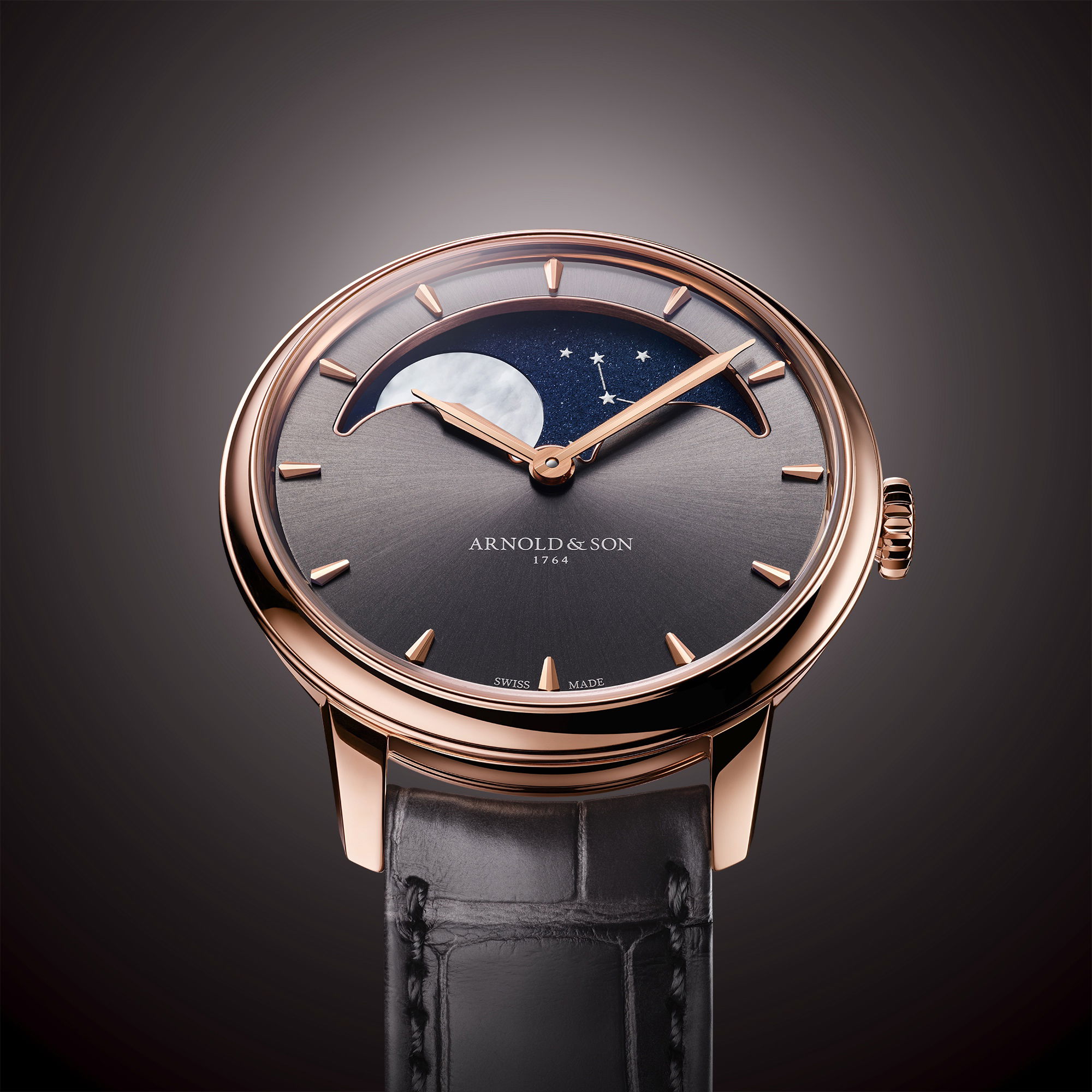 Arnold & Son Perpetual Moon 38 Red Gold Cliff Grey - View 3