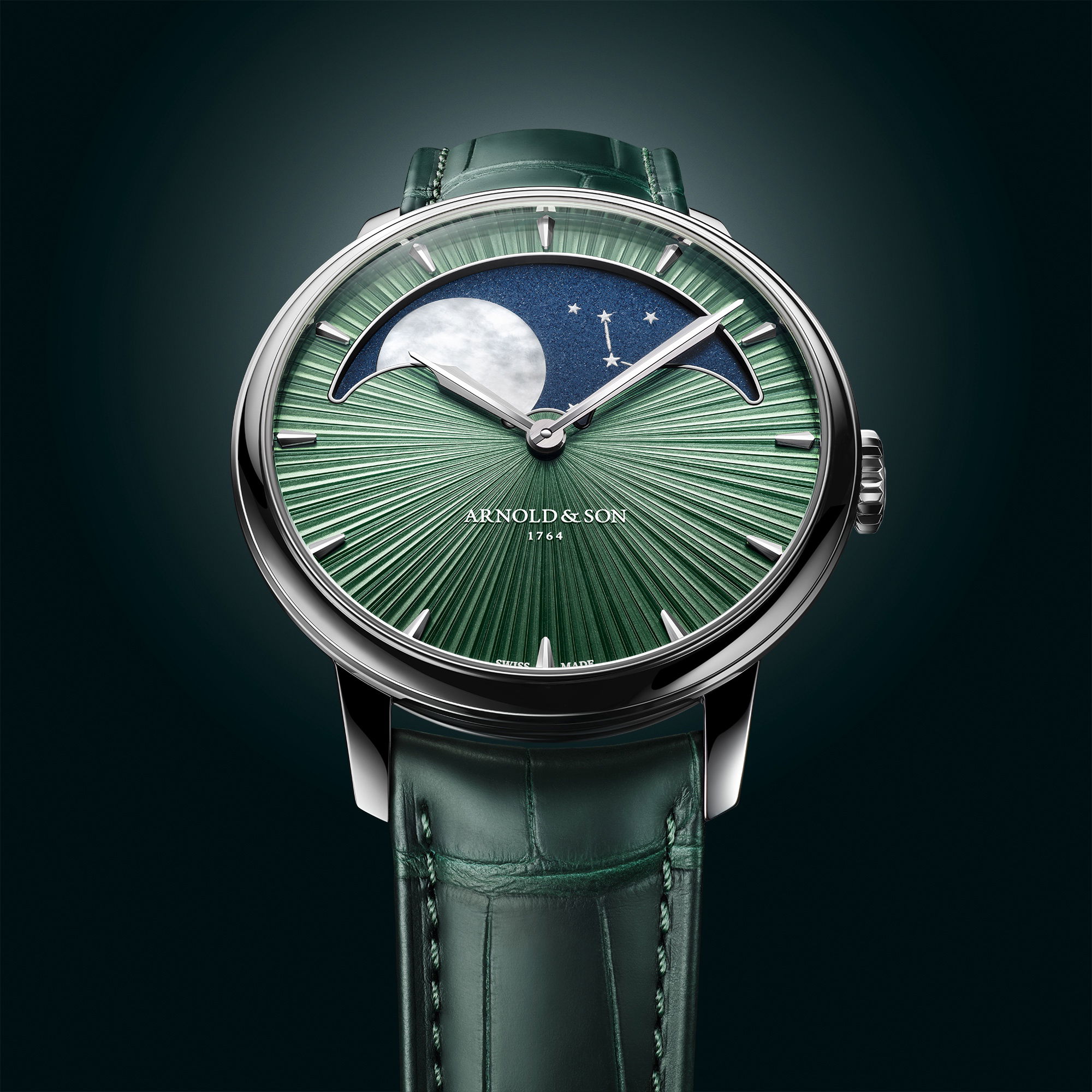 Arnold & Son Perpetual Moon 41.5 Platinum Fern Green Edition - View 3
