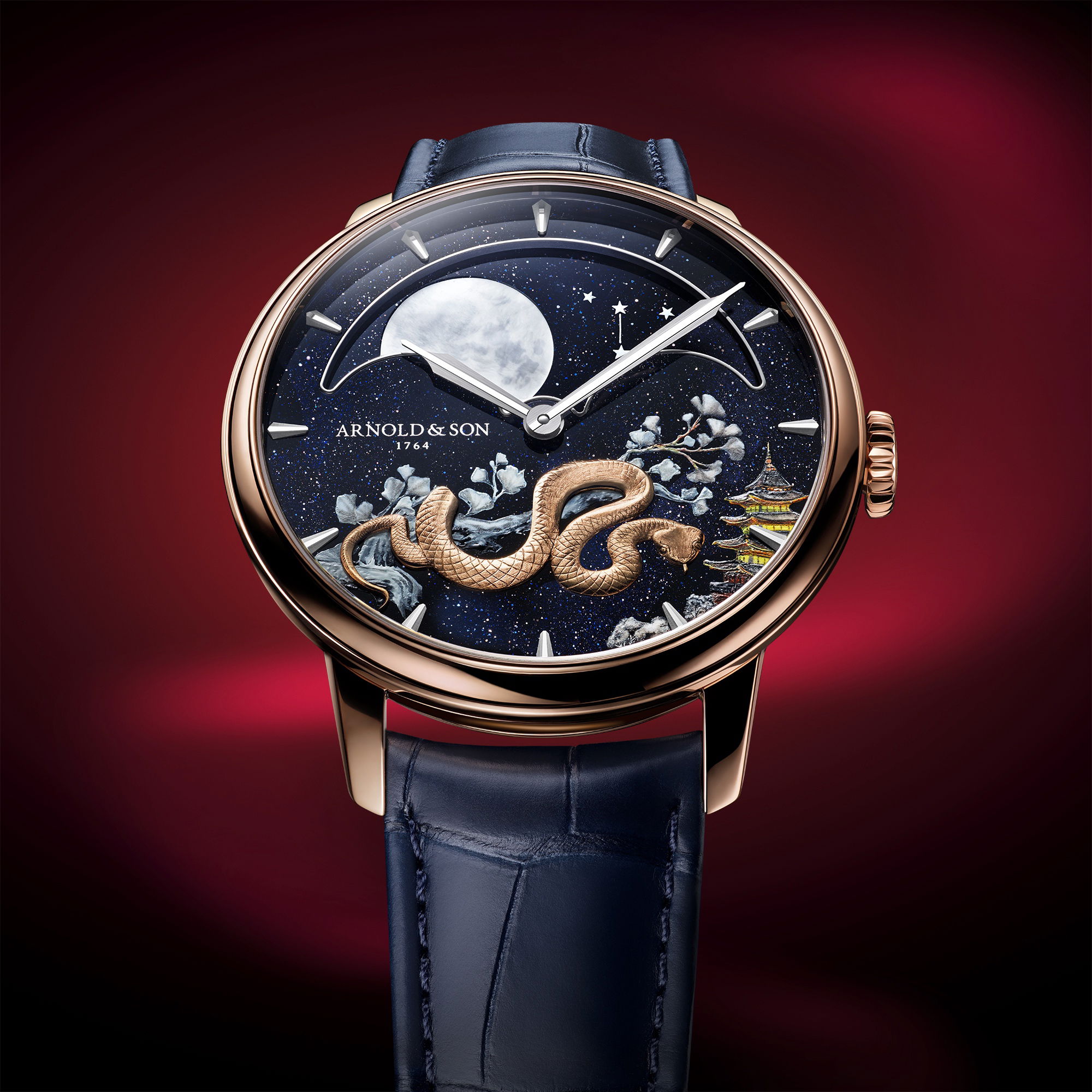 Arnold & Son Perpetual Moon 41.5 Red Gold “Year of the Snake” - View 2