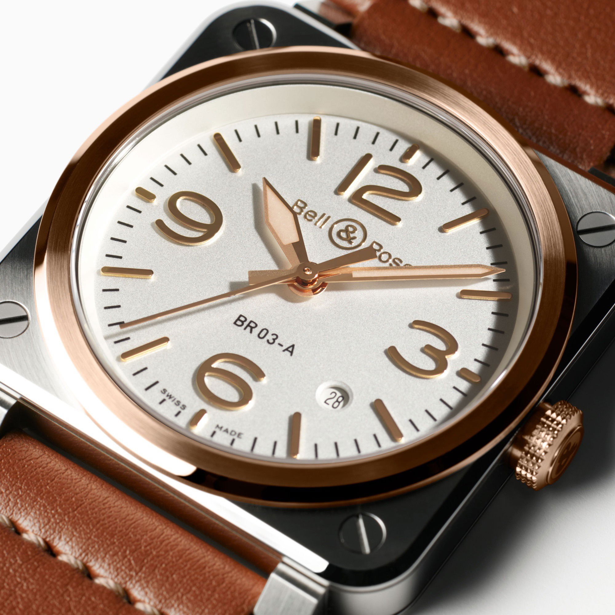 Bell & Ross BR 03 White Steel & Gold - View 3