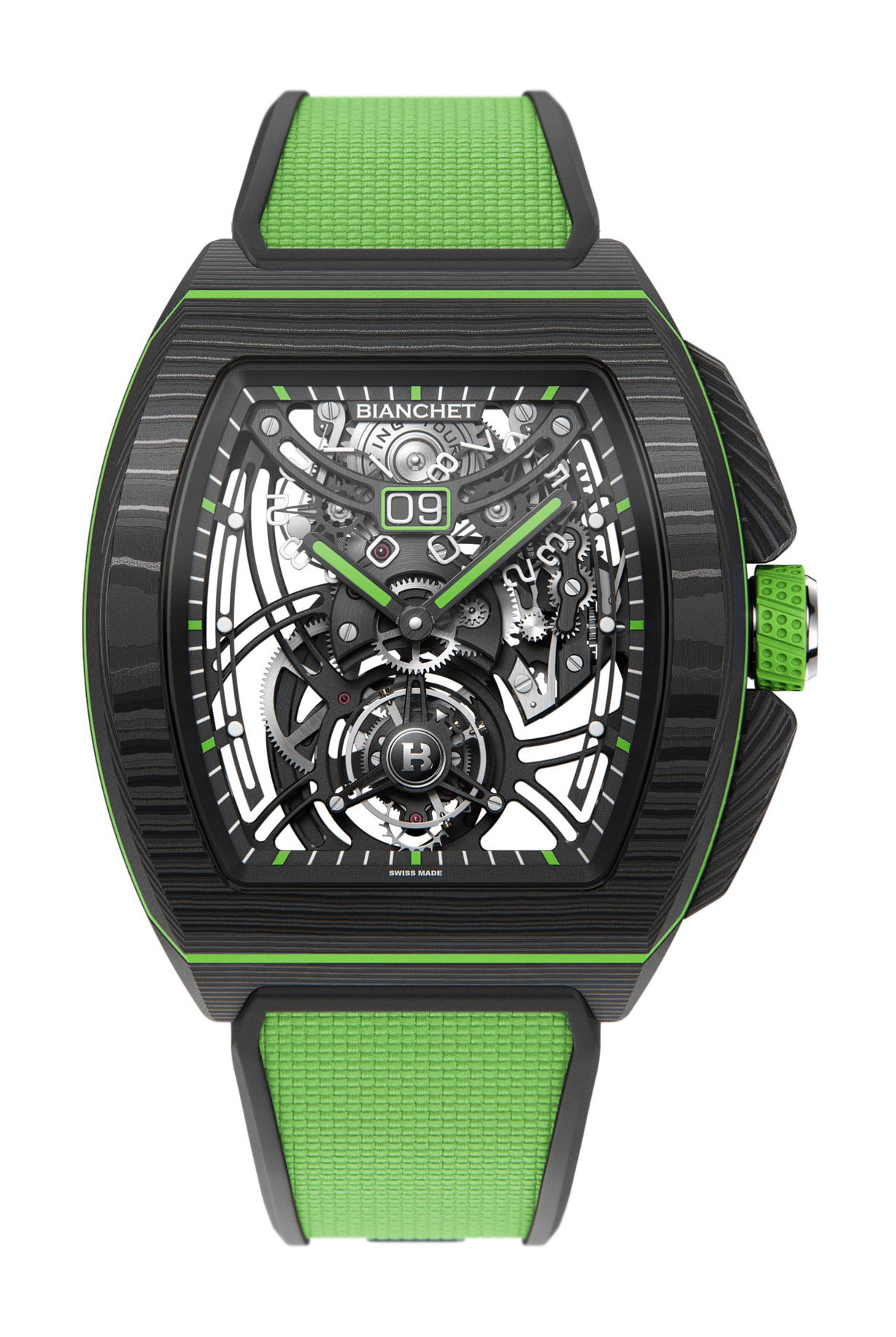Bianchet Flying Tourbillon Grande Date B1.618 Carbon Lime watch