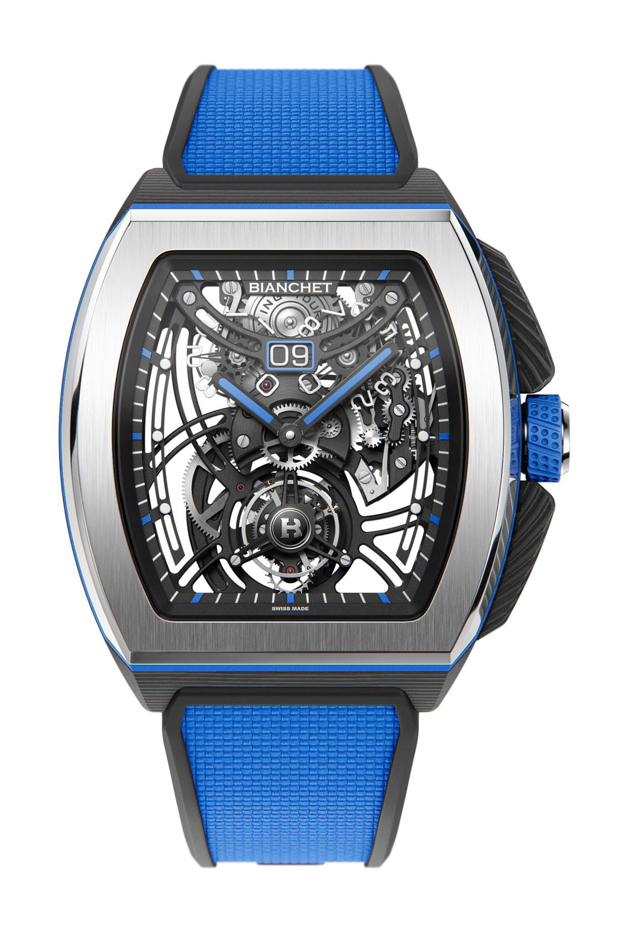 Bianchet Flying Tourbillon Grande Date B1.618 Hybrid Blue watch