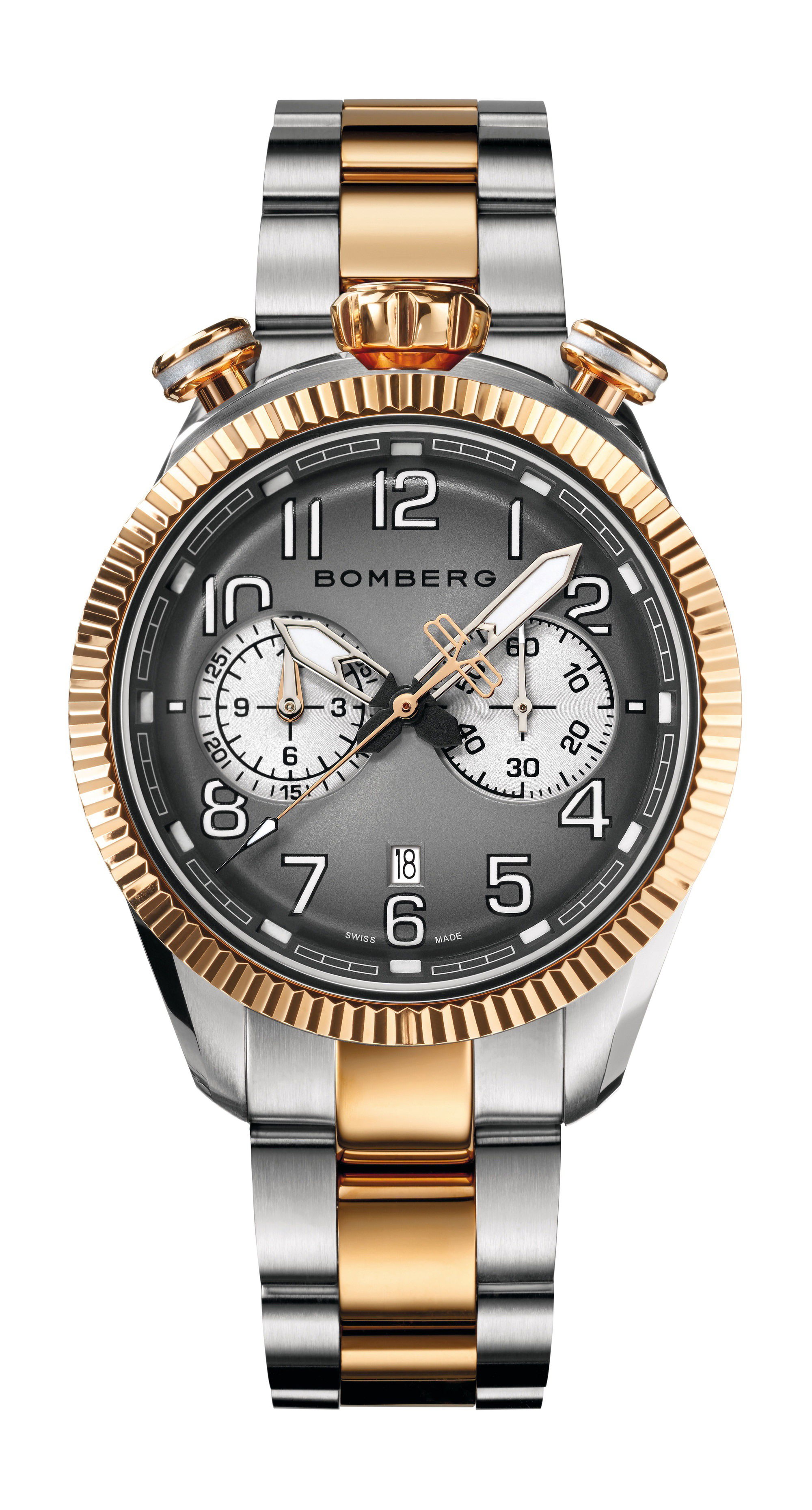 Bomberg BB-68 Grey & Gold watch