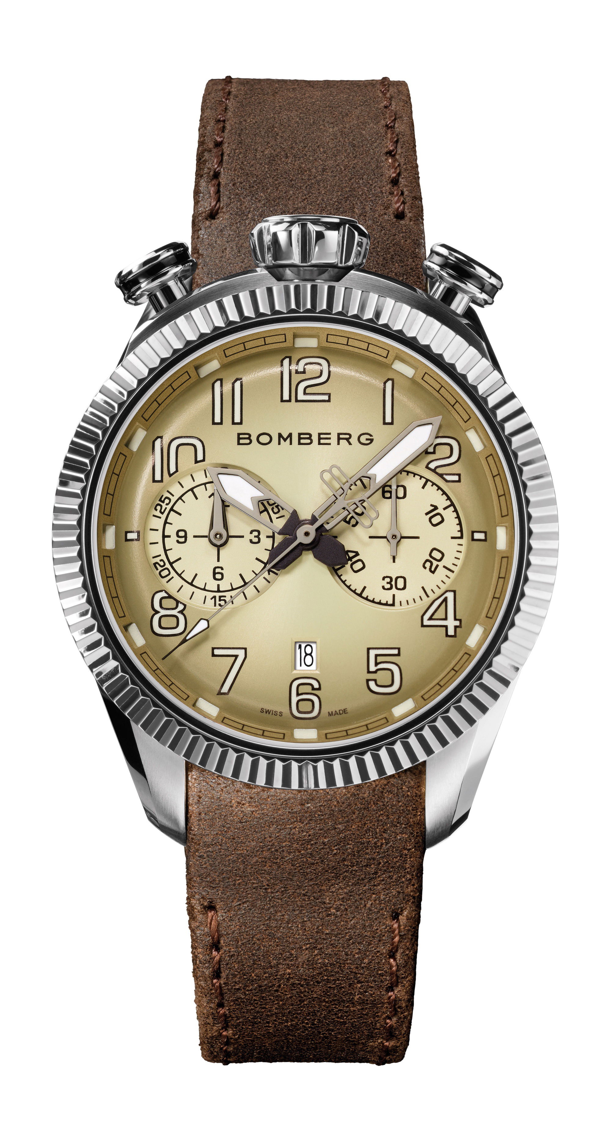 Bomberg BB-68 Ivory & Brown watch