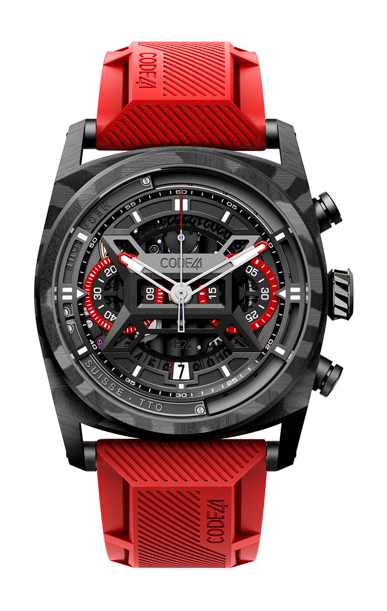 CODE41 NB24 AeroCarbon Red Disks watch