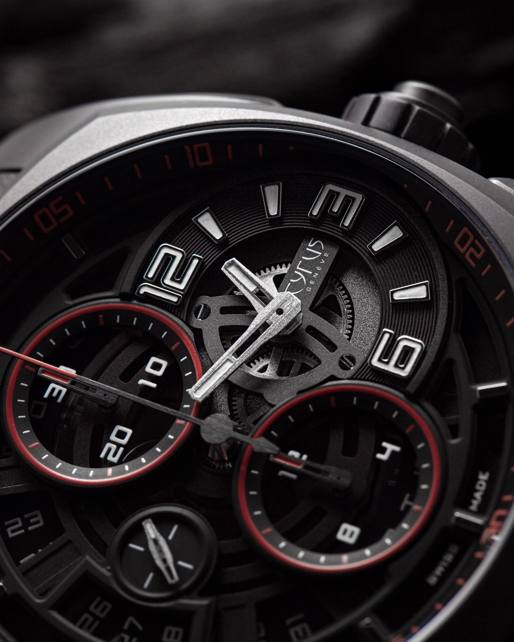 Cyrus Klepcys Skeleton Chronograph Dark & Red - View 3