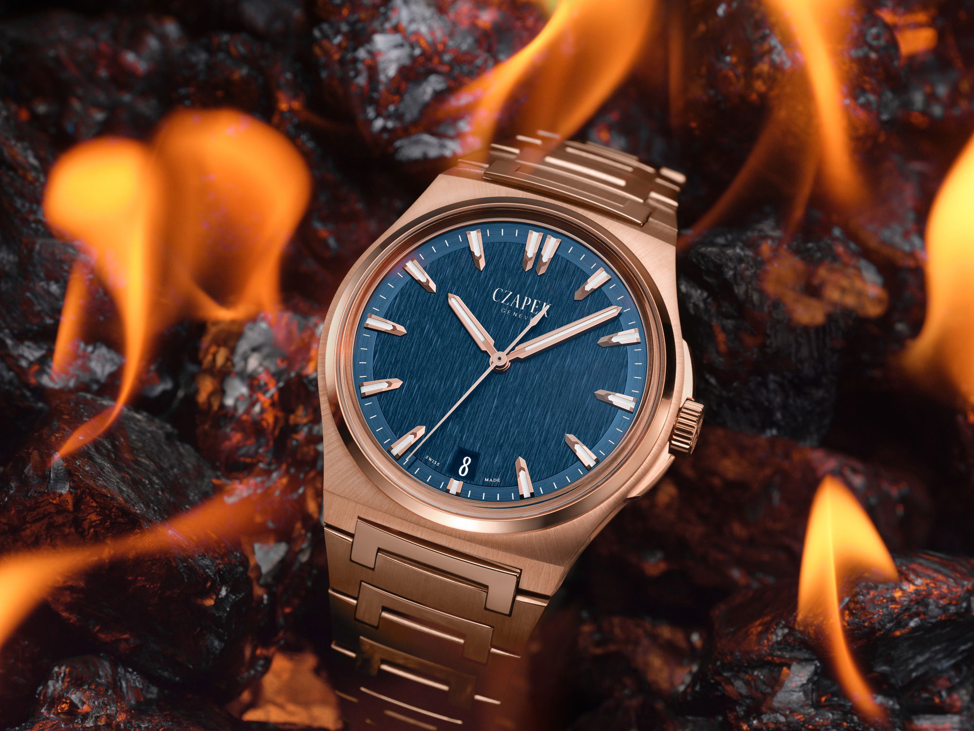 Czapek Antarctique Mount Erebus Deep Blue Full Rose Gold - View 2