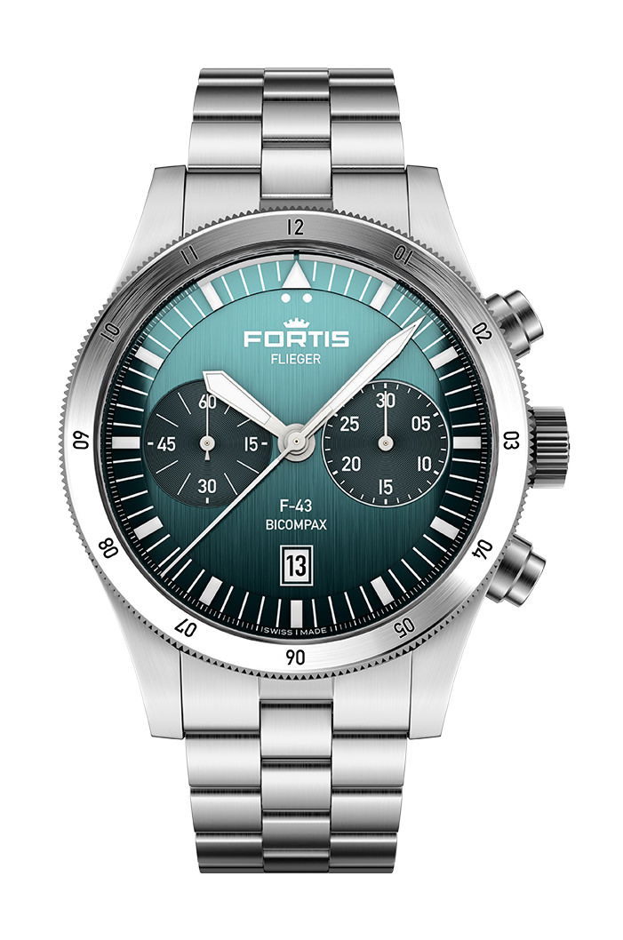 Fortis Flieger F-43 Bicompax Petrol watch