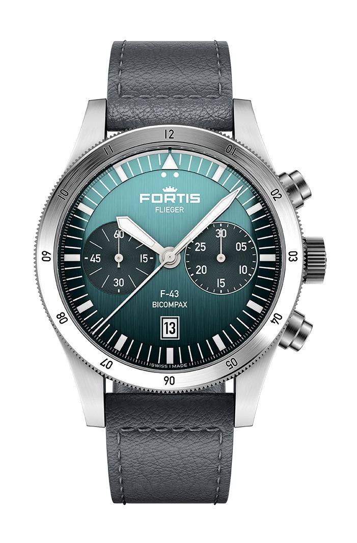Fortis Flieger F-43 Bicompax Petrol watch
