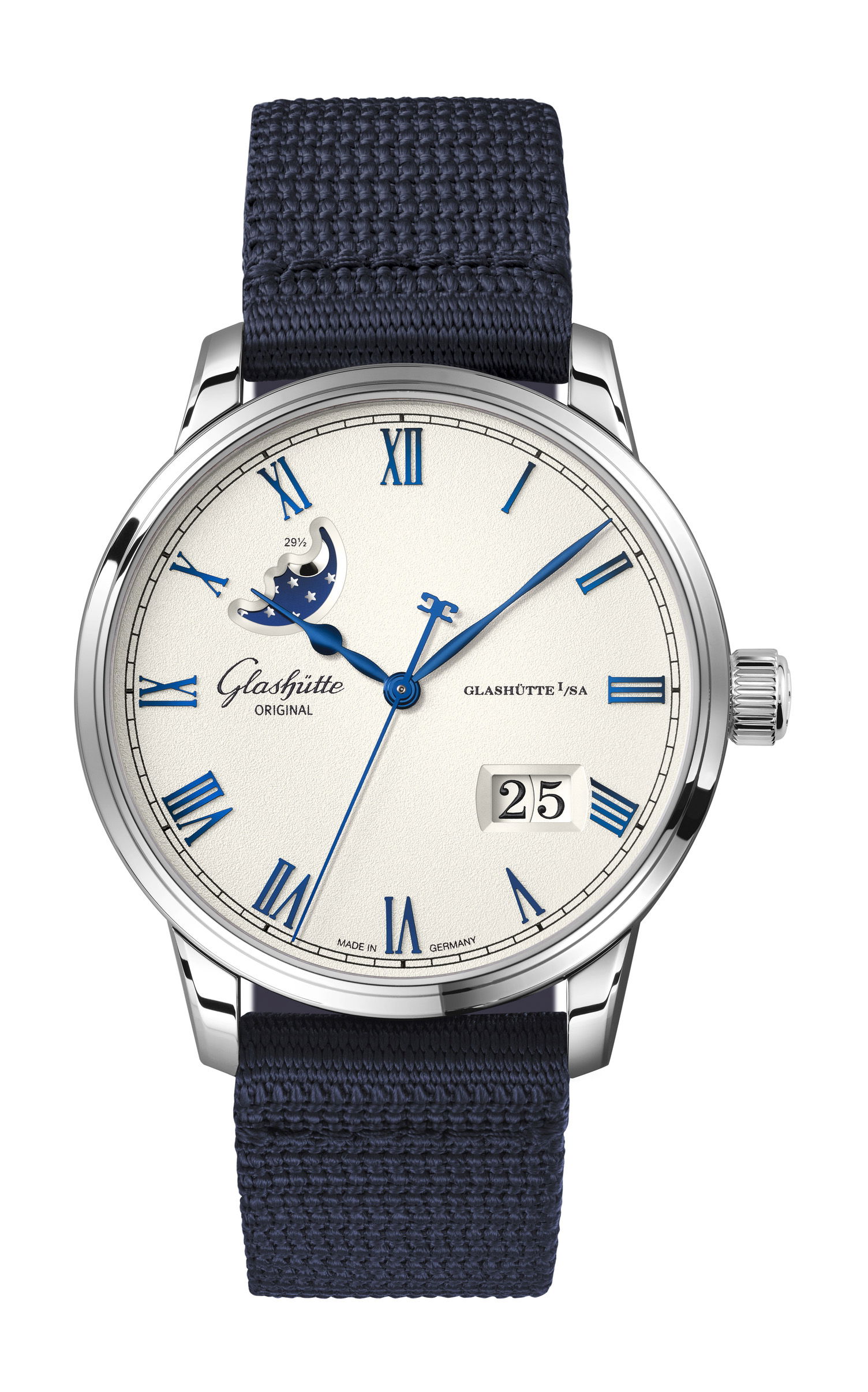 Glashütte Original Senator Excellence Panorama Date Moon Phase Frosted Silver watch