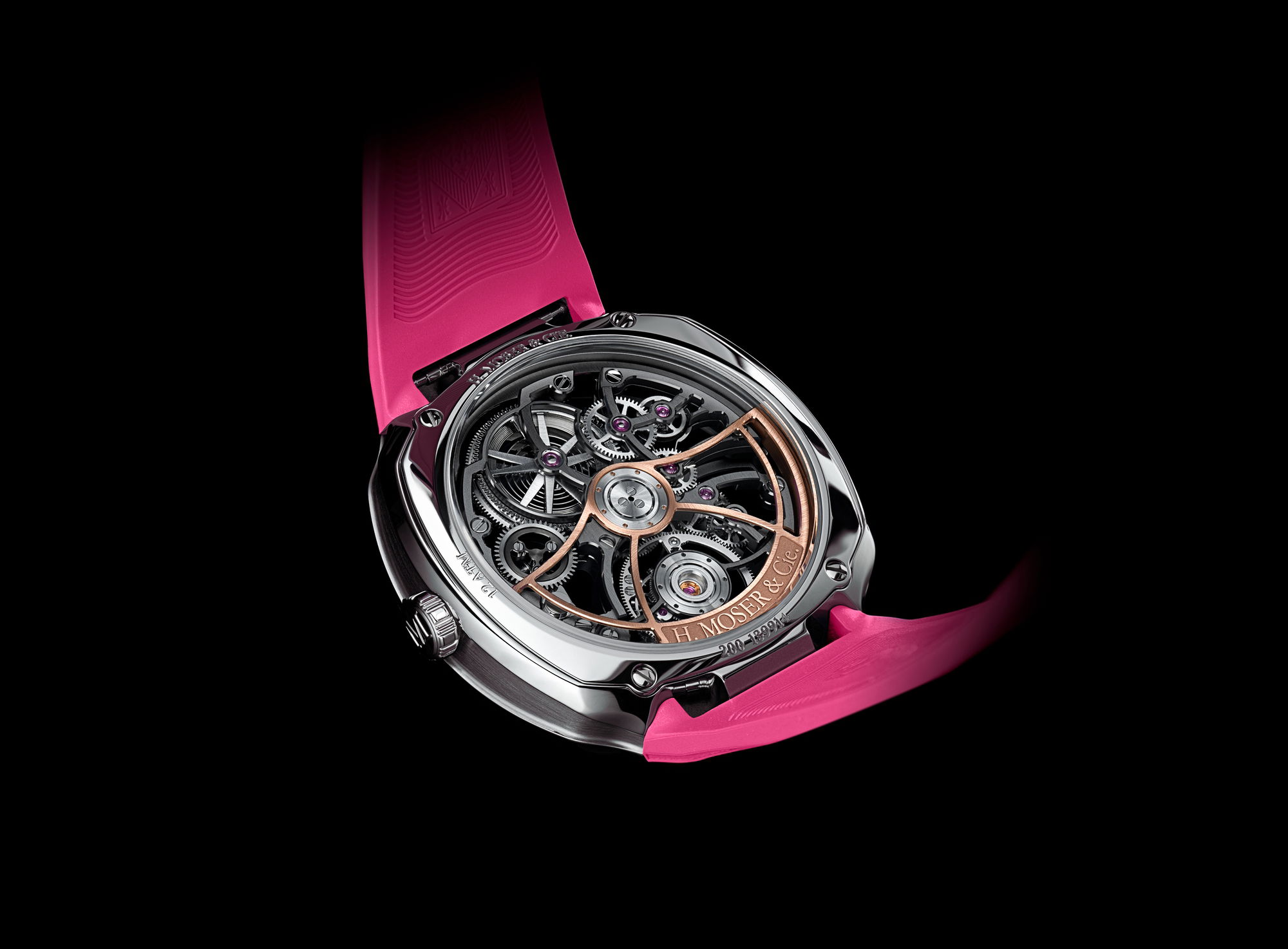 H. Moser & Cie Streamliner Cylindrical Tourbillon Skeleton Alpine Limited Edition Pink Livery - View 2