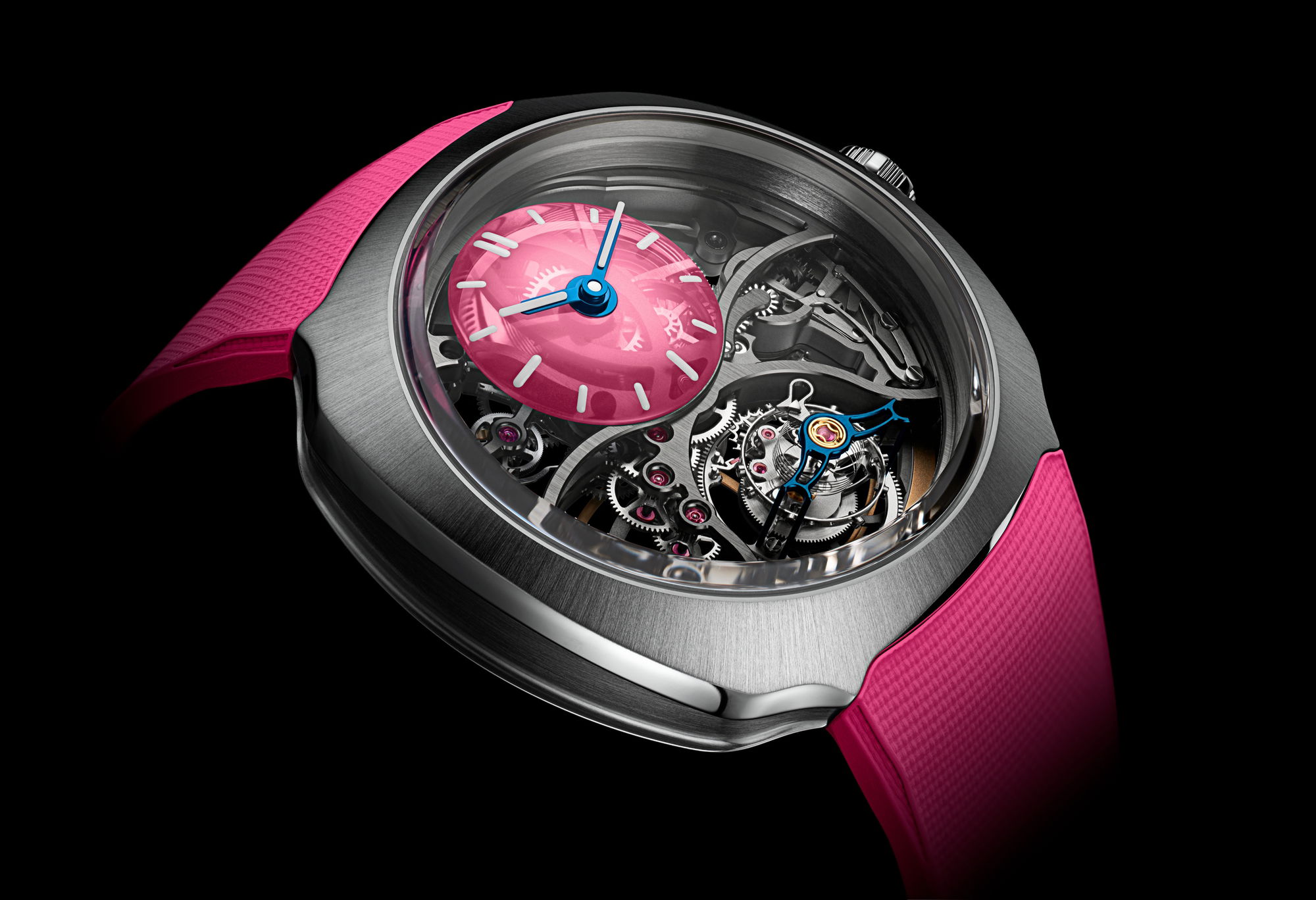 H. Moser & Cie Streamliner Cylindrical Tourbillon Skeleton Alpine Limited Edition Pink Livery - View 3