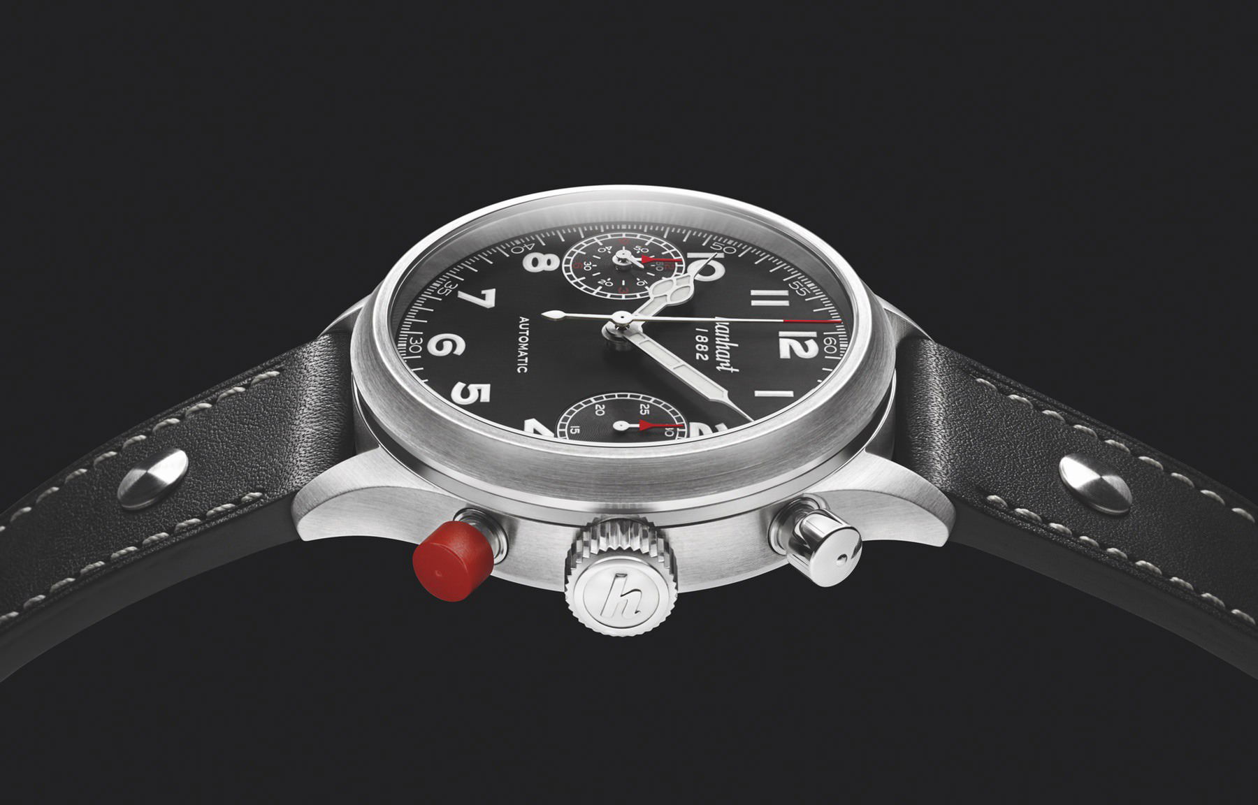 Hanhart PIONEER TwinDicator Black, Flat Bezel - View 3
