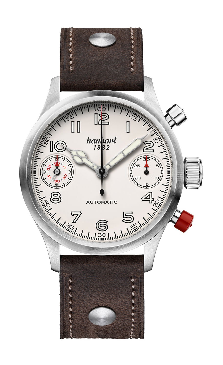 Hanhart PIONEER TwinDicator Off-White, Flat Bezel watch