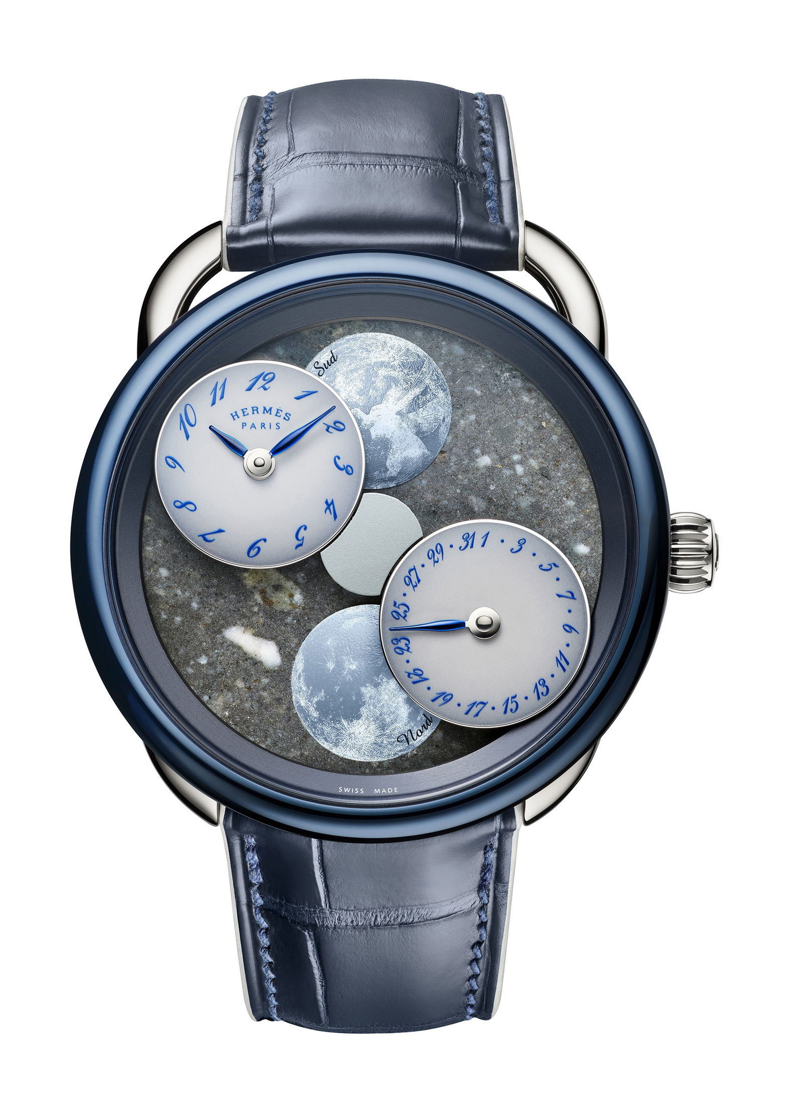 Hermès Arceau L’Heure de la Lune Blue Grey Moon Set watch