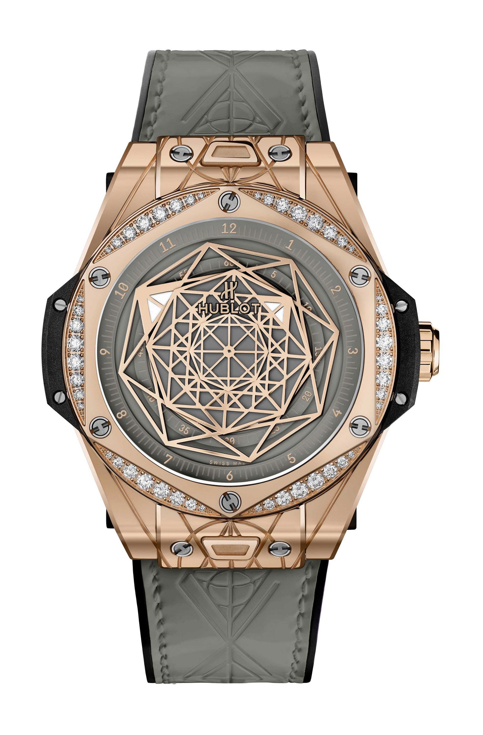 Hublot Big Bang One Click Sang Bleu King Gold Grey Diamonds watch