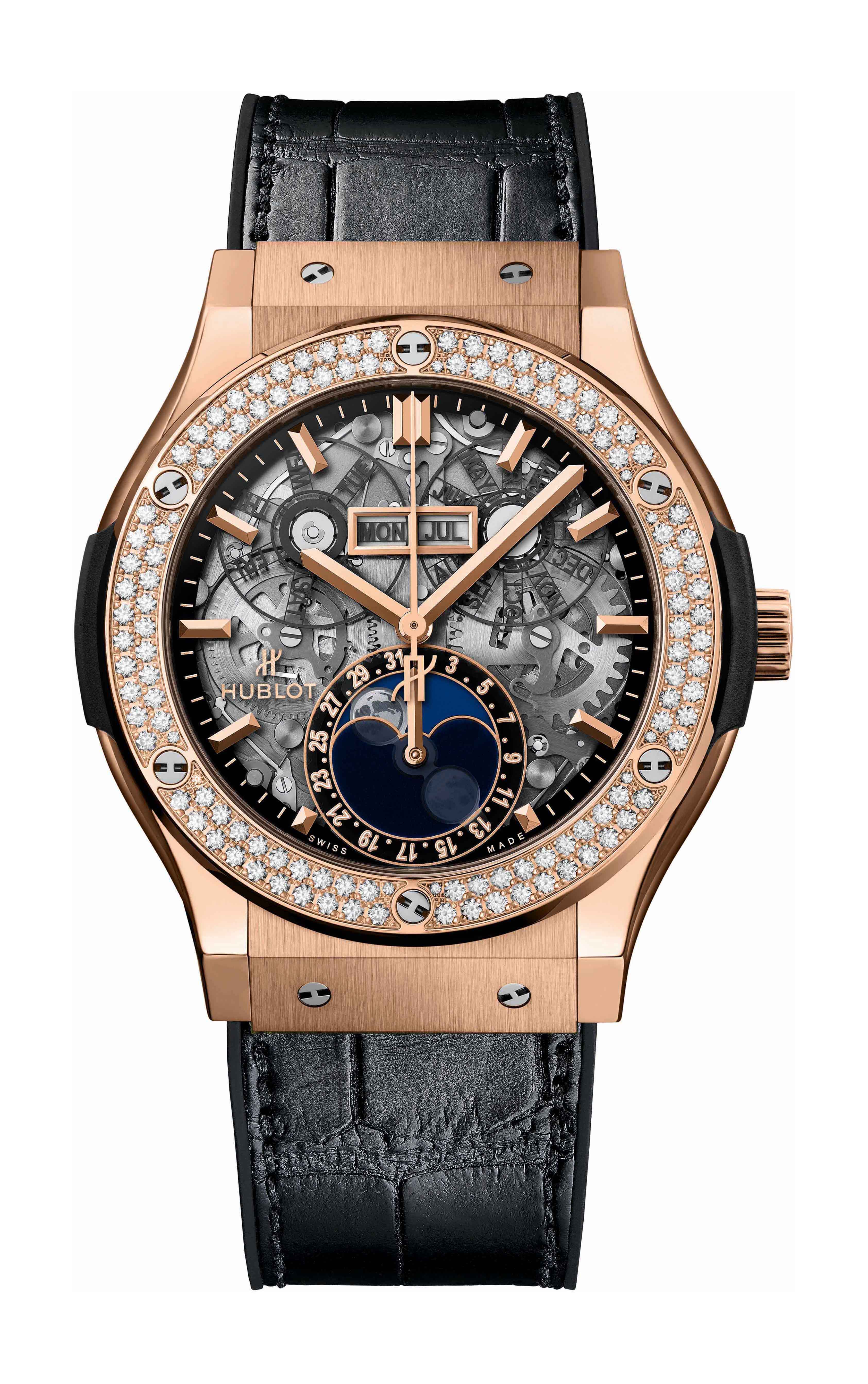 Hublot Classic Fusion Aerofusion Moonphase King Gold Diamonds watch