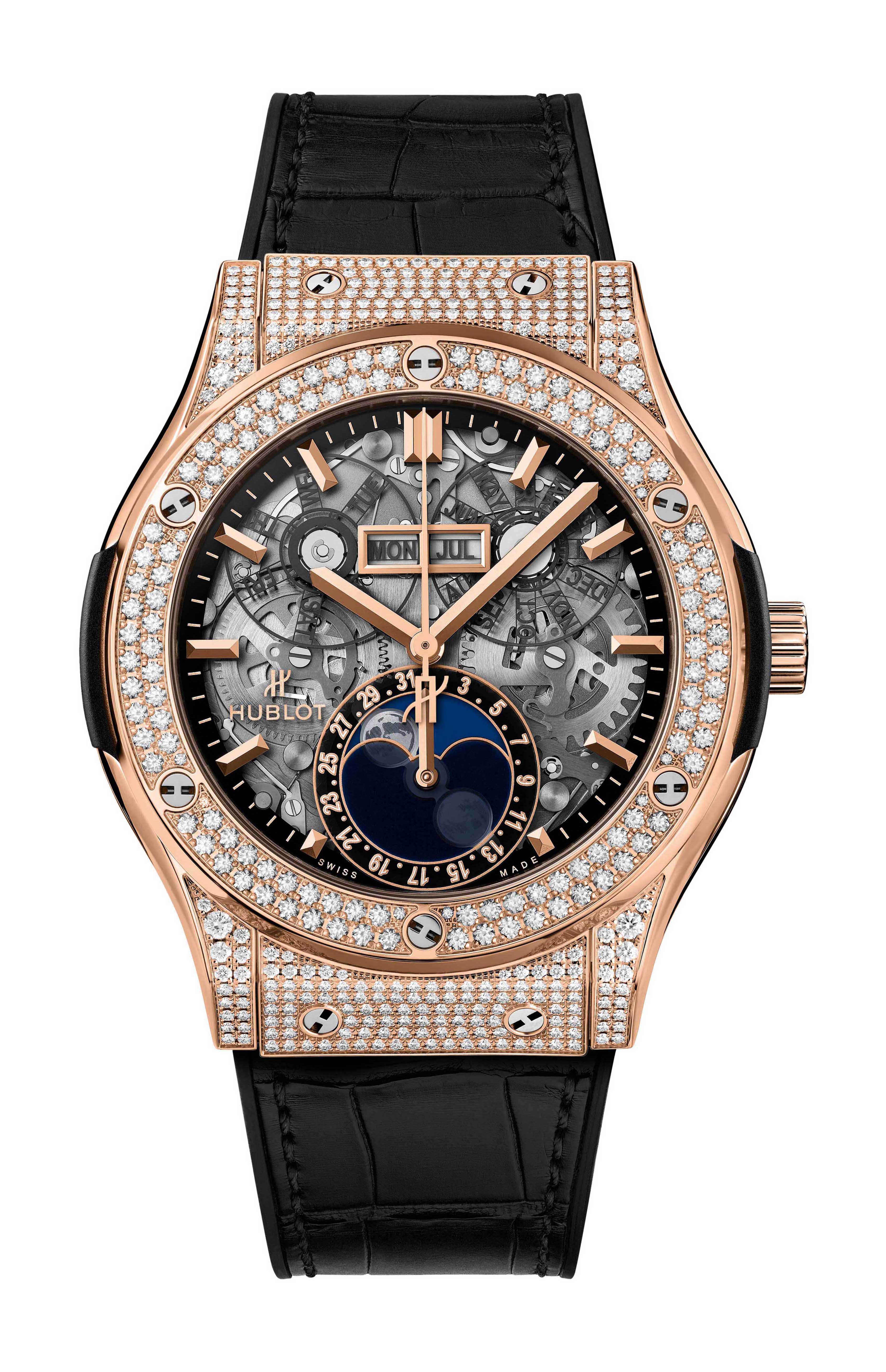 Hublot Classic Fusion Aerofusion Moonphase King Gold Pavé watch