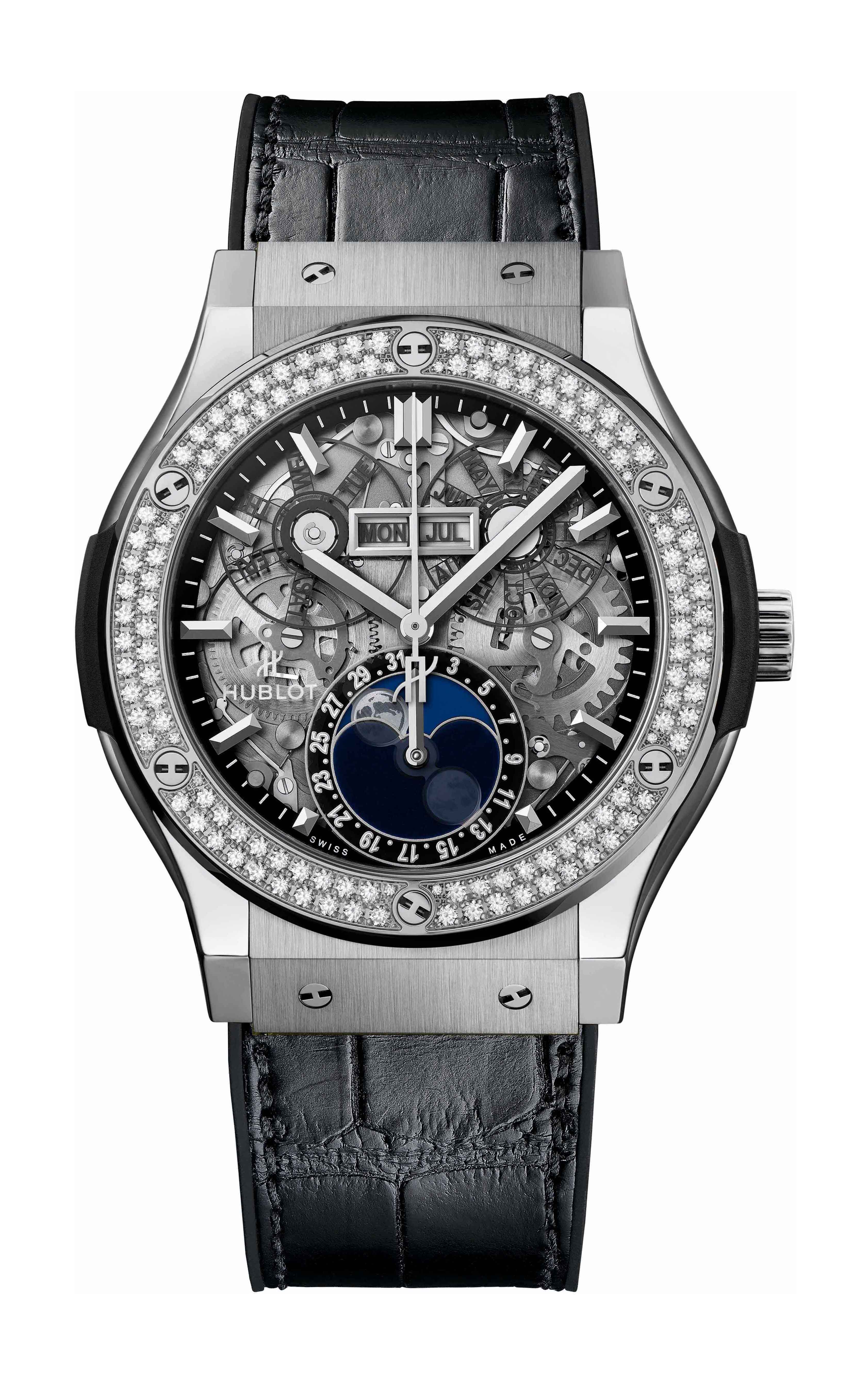 Hublot Classic Fusion Aerofusion Moonphase Titanium Diamonds watch