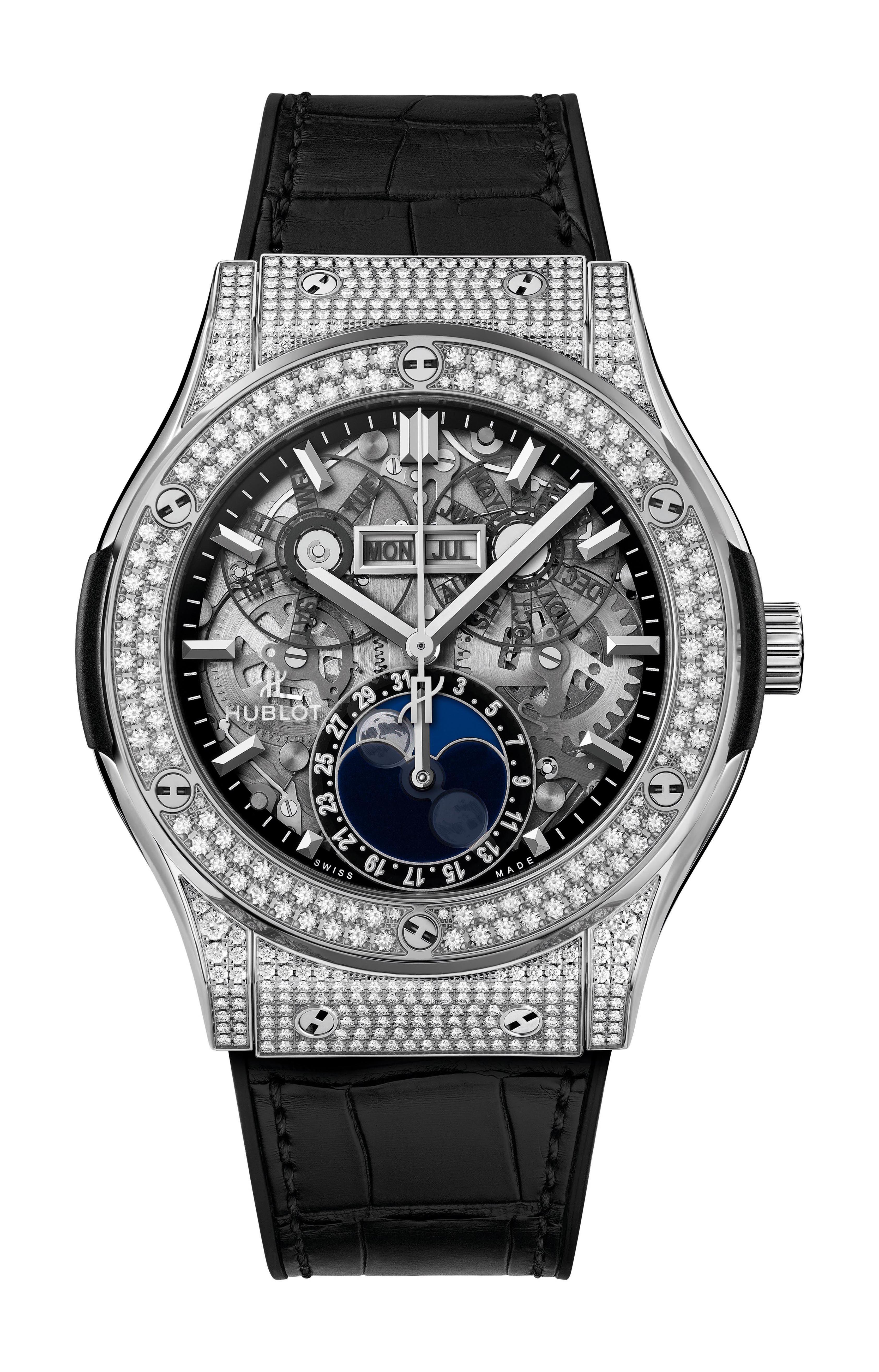 Hublot Classic Fusion Aerofusion Moonphase Titanium Pavé watch