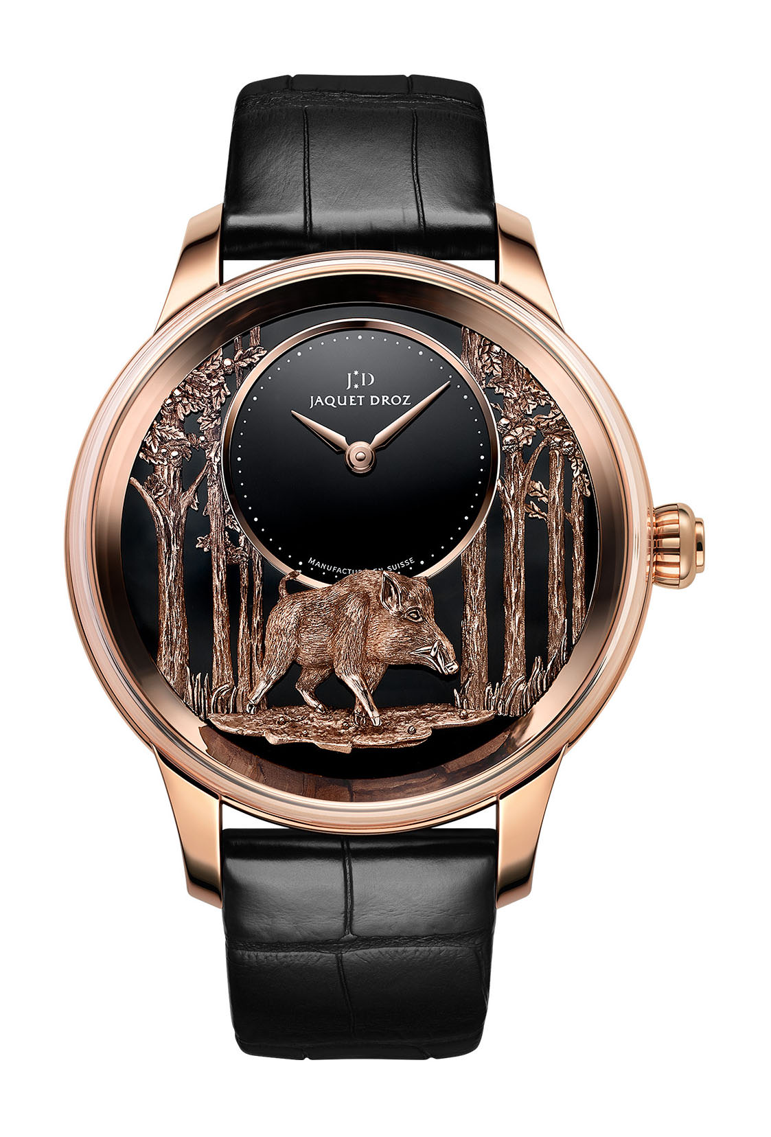 Jaquet Droz Petite Heure Minute Relief Pig watch