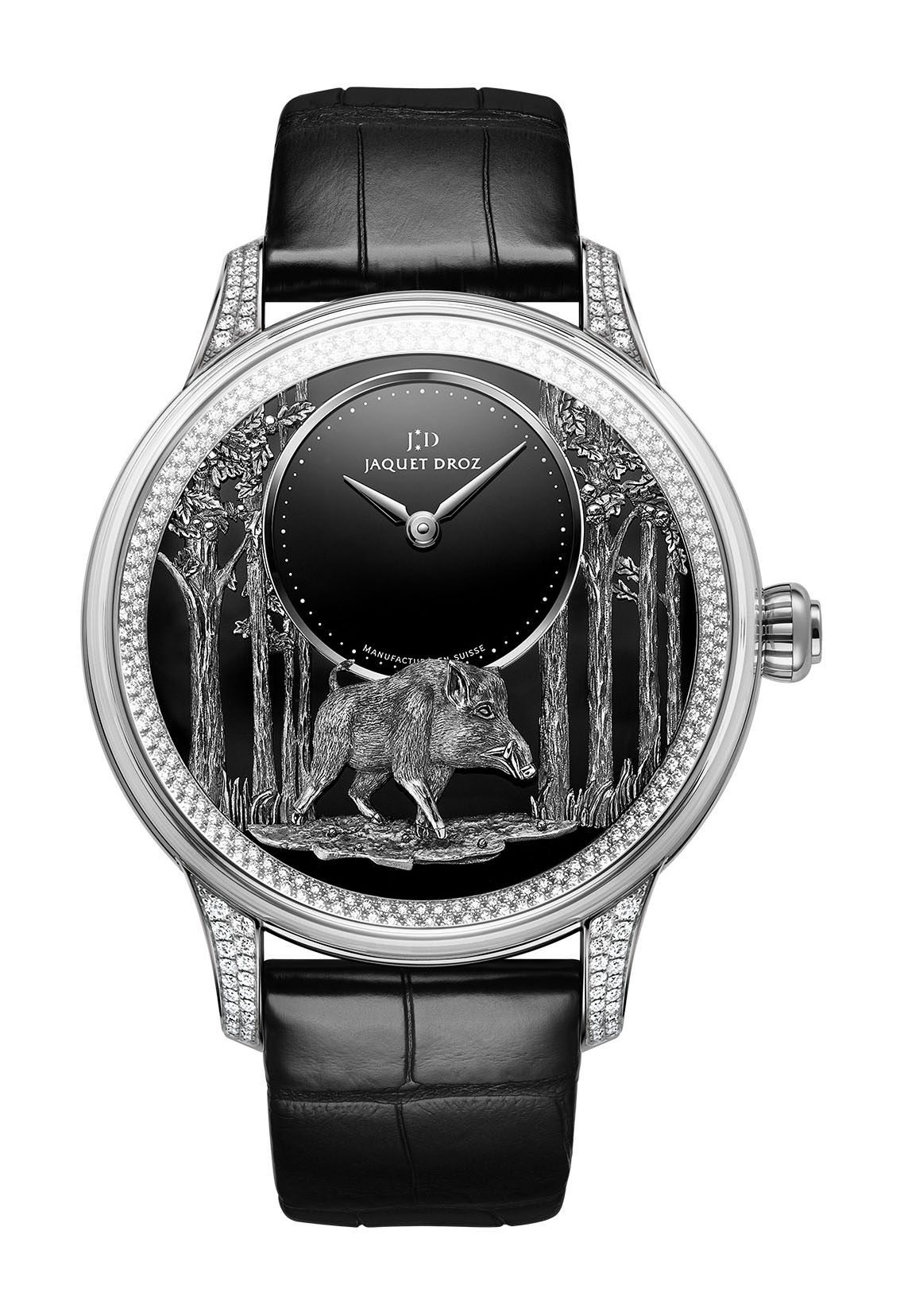 Jaquet Droz Petite Heure Minute Relief Pig watch