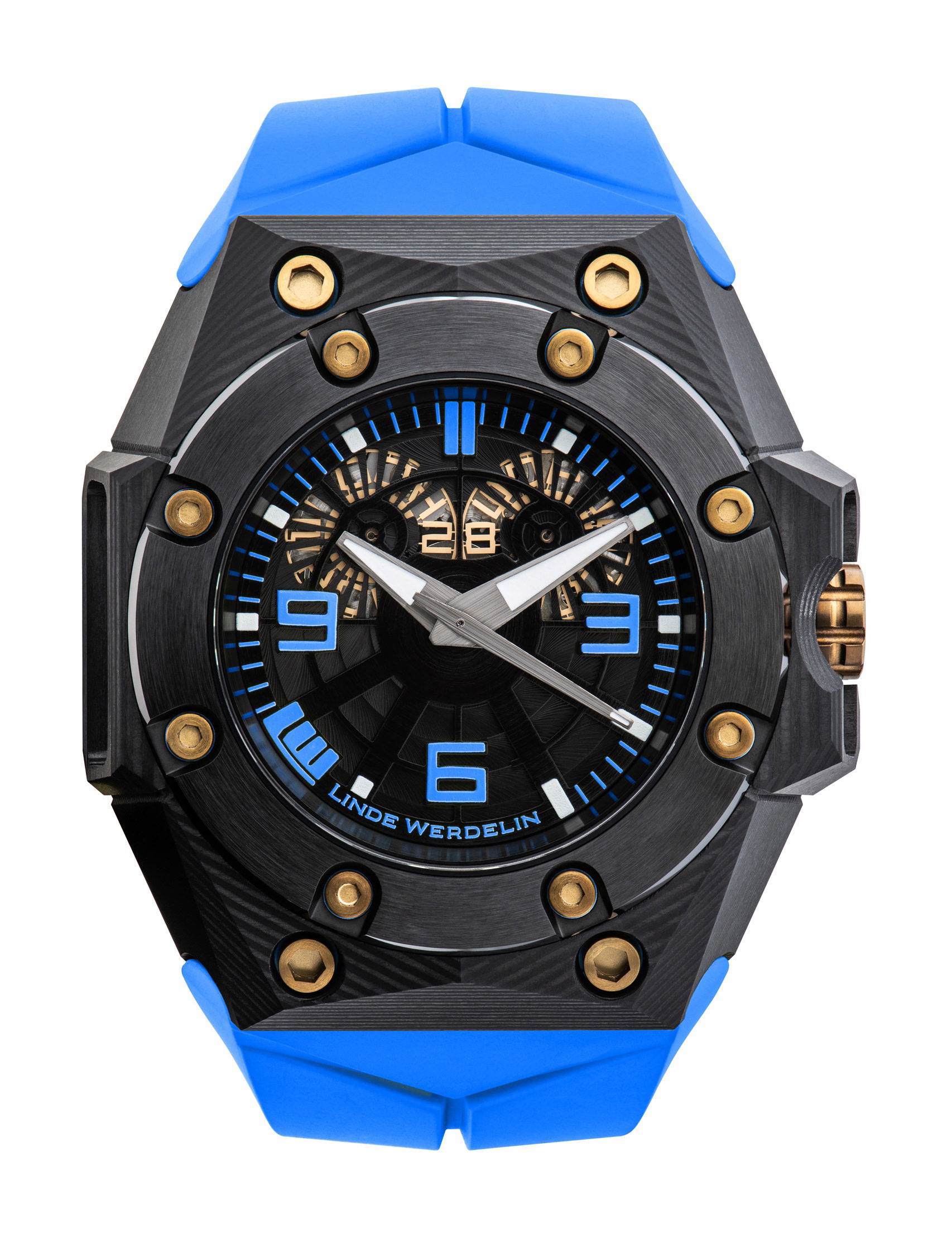 Linde Werdelin Oktopus Double Date 3DTP Carbon Blue watch