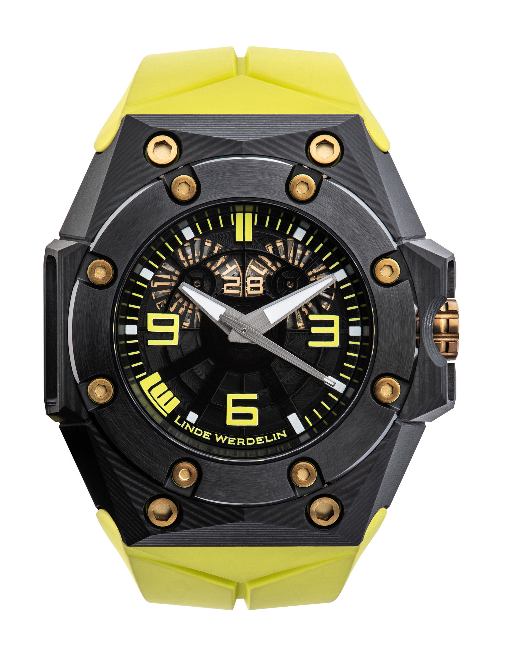 Linde Werdelin Oktopus Double Date 3DTP Carbon Yellow watch