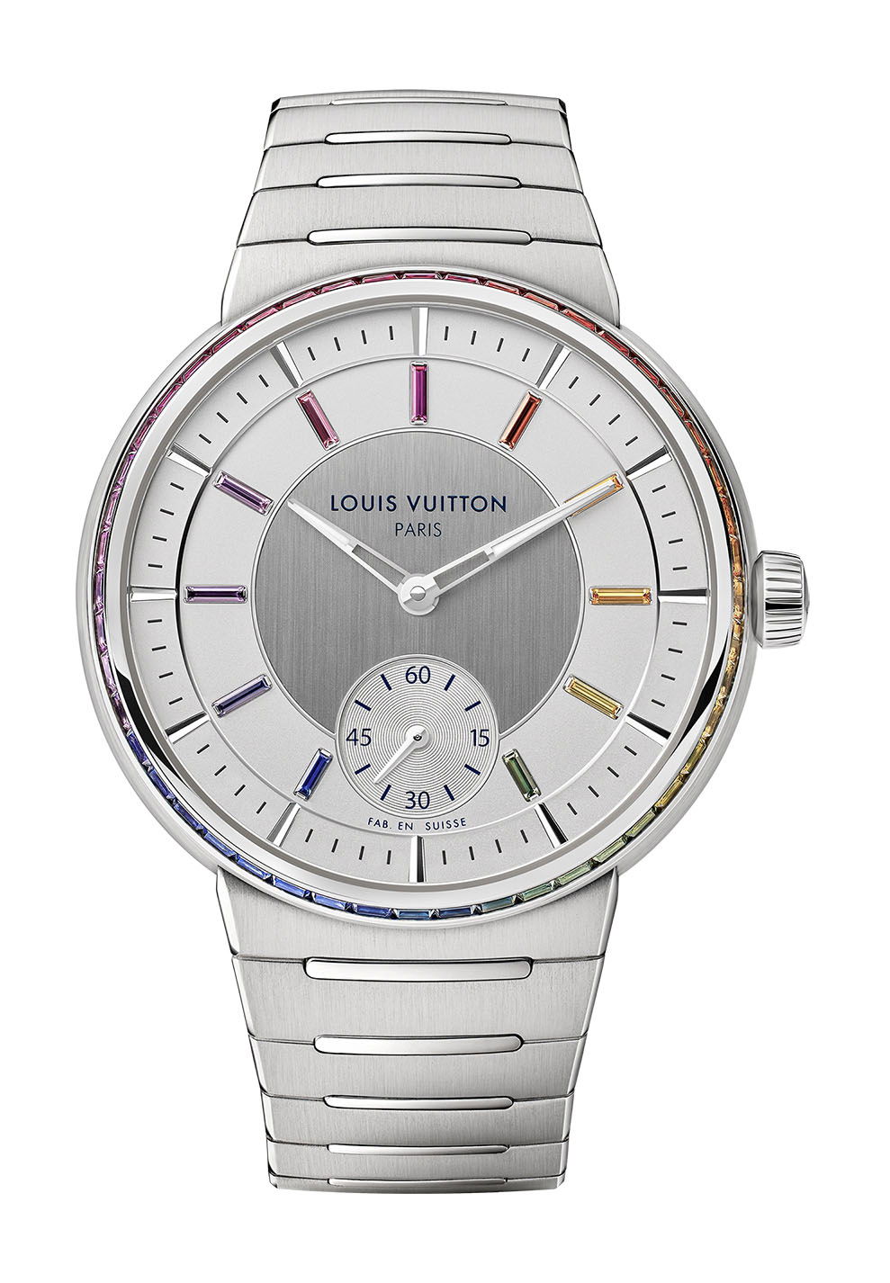 Louis Vuitton Tambour Platinum Rainbow watch