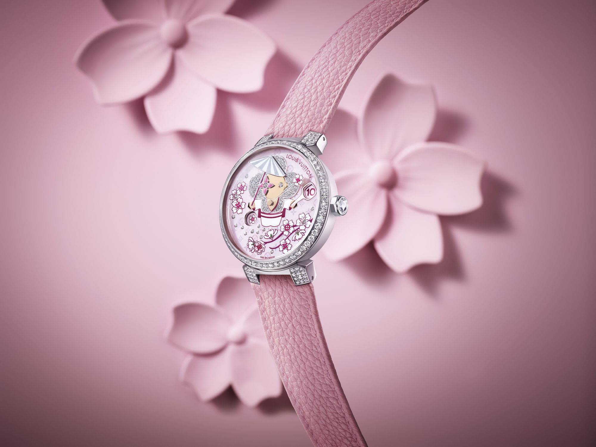 Louis Vuitton Tambour Slim Vivienne Jumping Hours Sakura - View 3