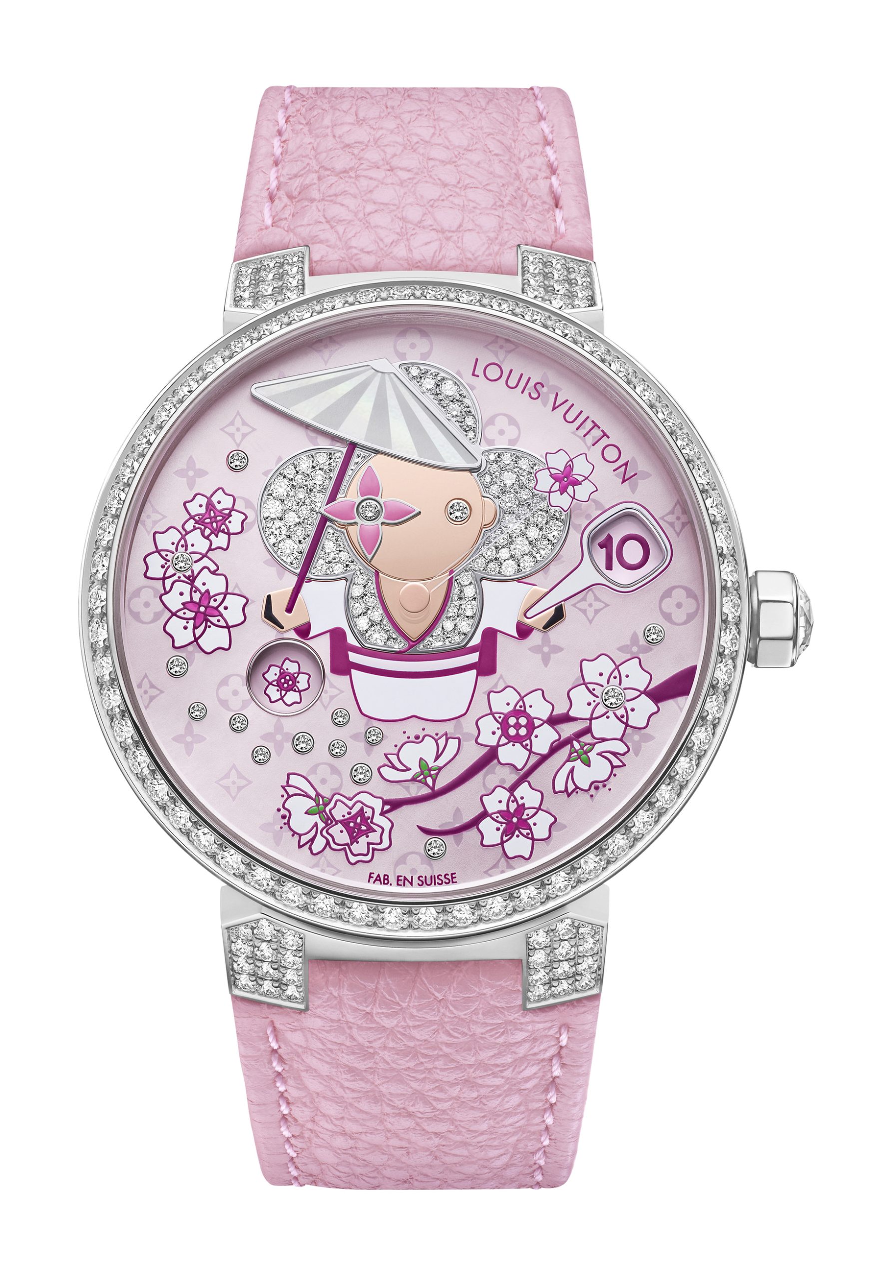 Louis Vuitton Tambour Slim Vivienne Jumping Hours Sakura watch