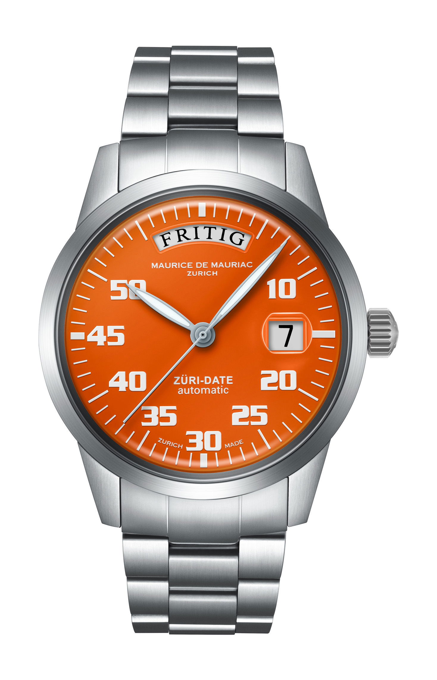 Maurice de Mauriac Automatic Date “Züri Date” Orange watch
