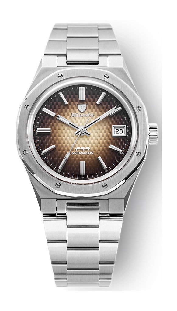 Nivada Grenchen F77 Brown Smoked Dial Date watch