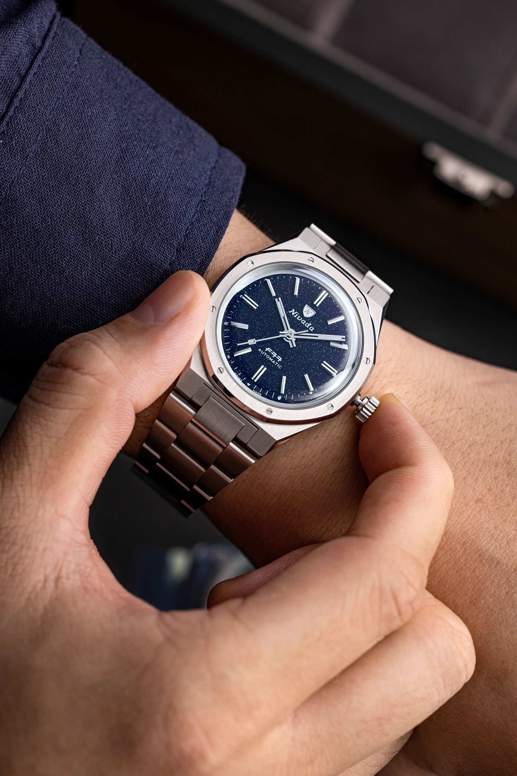 Nivada Grenchen F77 Stainless Steel Dark Blue Aventurine - View 3