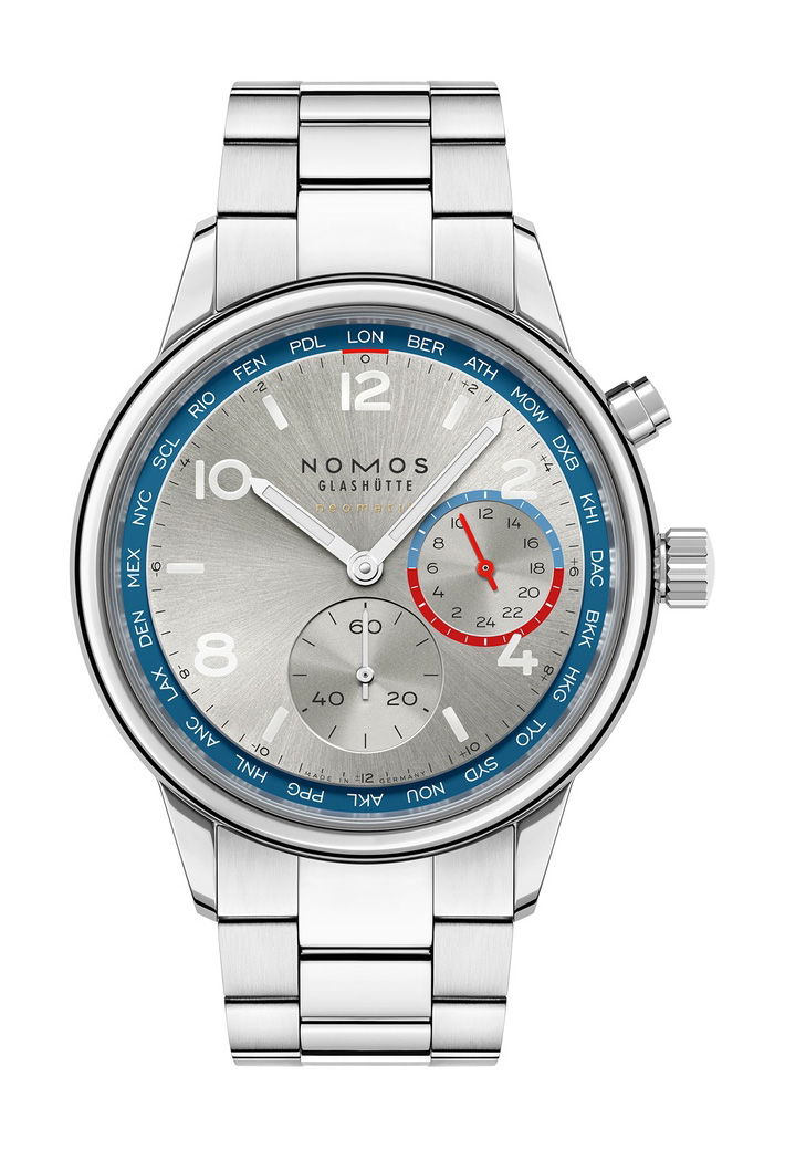 Nomos Glashütte Club Sport neomatik Worldtimer silver watch