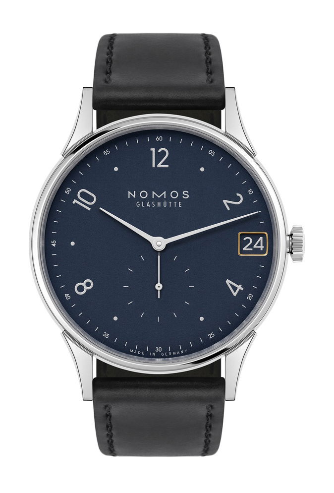 Nomos Glashütte Minimatik 39 date blue watch