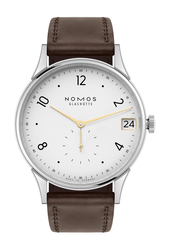 Nomos Glashütte Minimatik 39 date gold watch