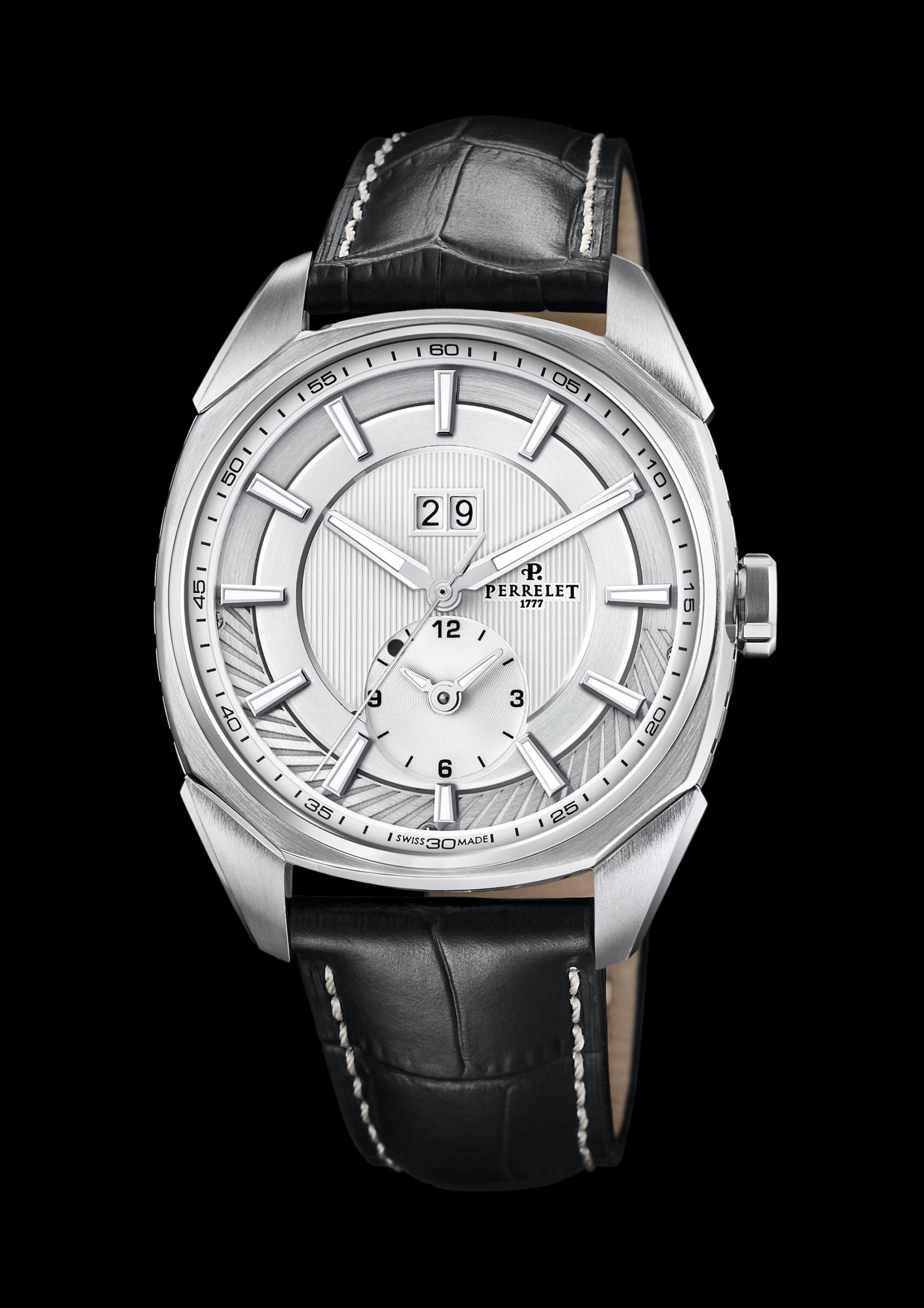 Perrelet LAB Peripheral Dual Time Big Date Silver - View 2