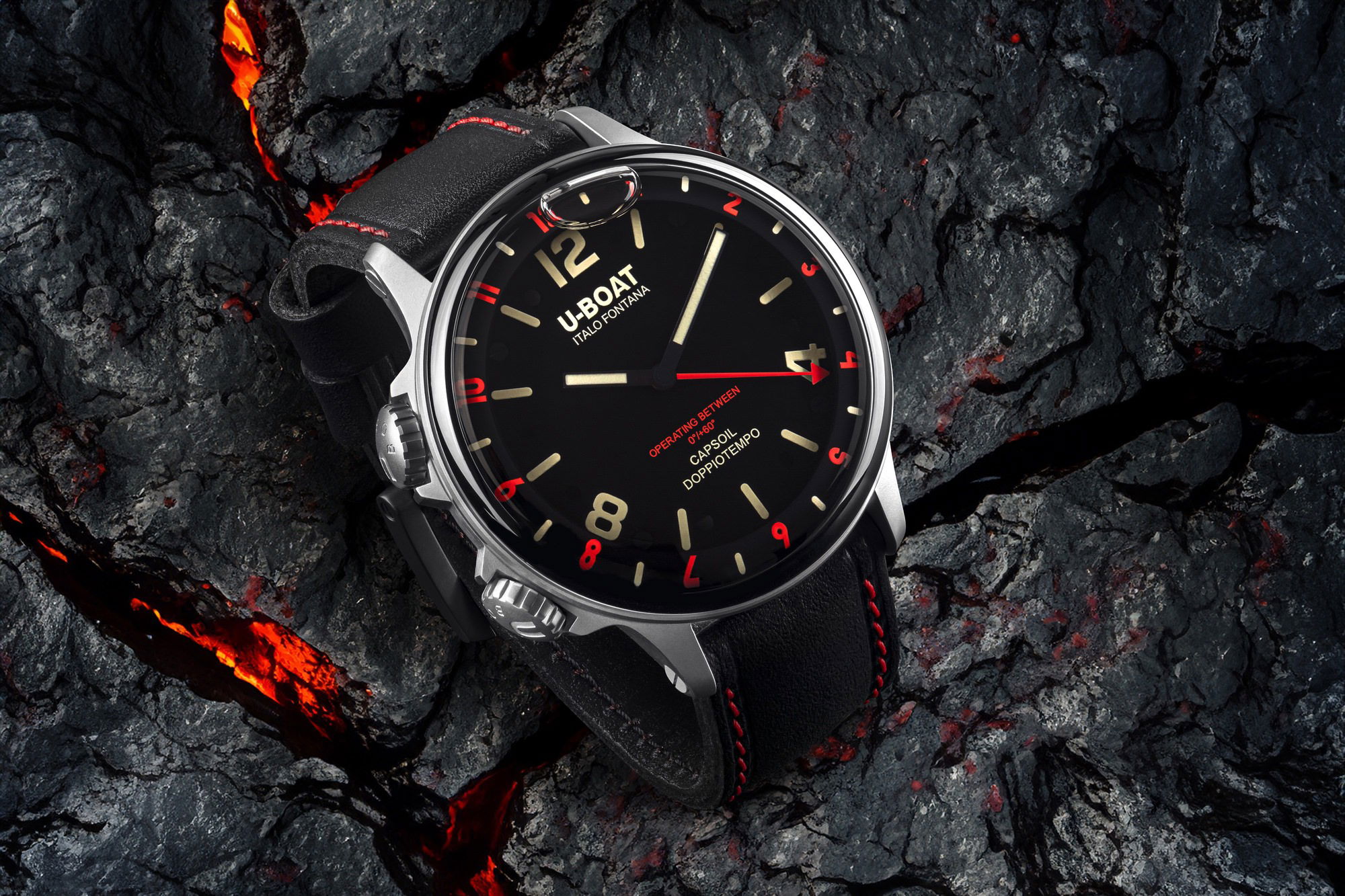U-Boat Capsoil Doppiotempo 55 SS Red - View 2